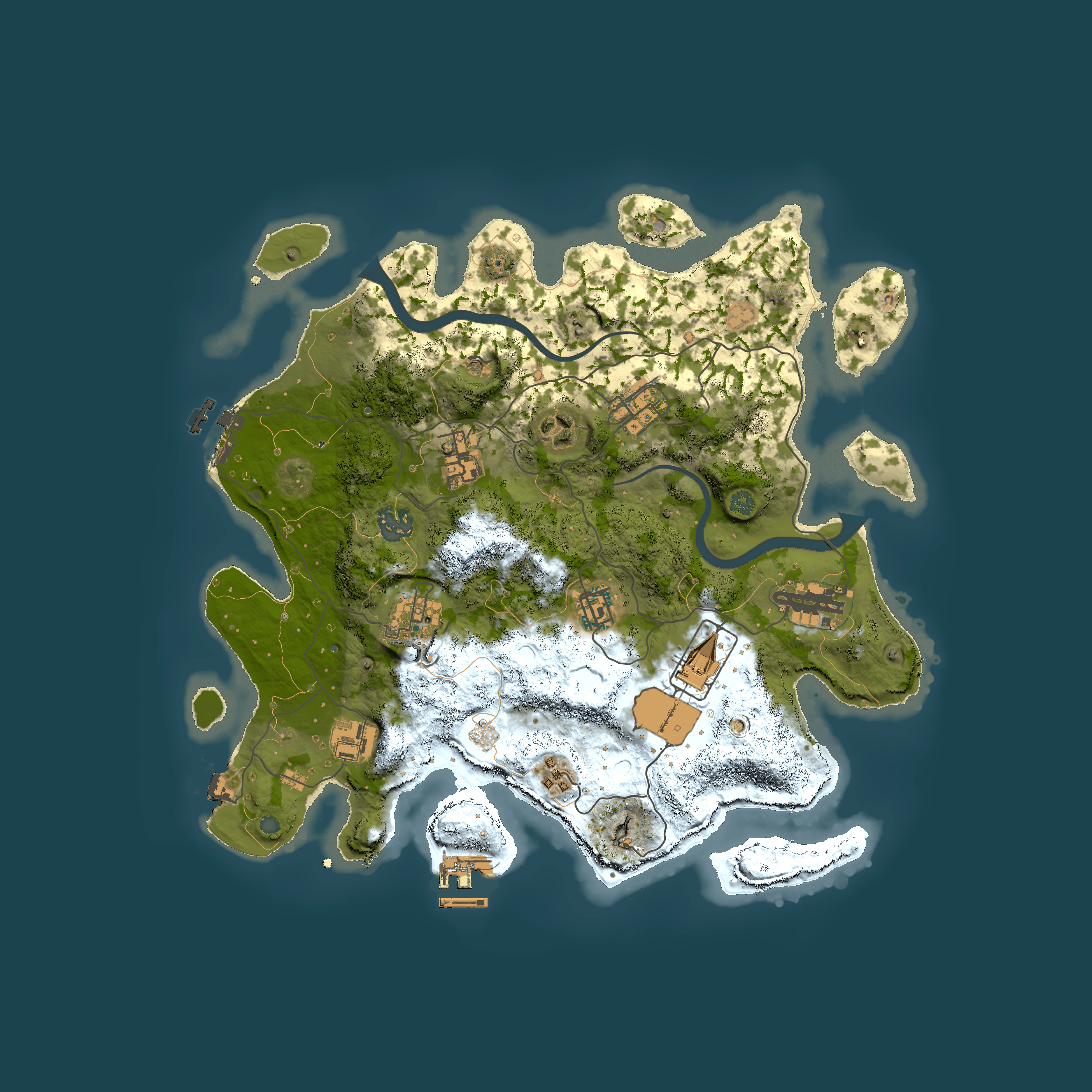 Full top-down render of Rust map seed 905550985, 3500x3500m