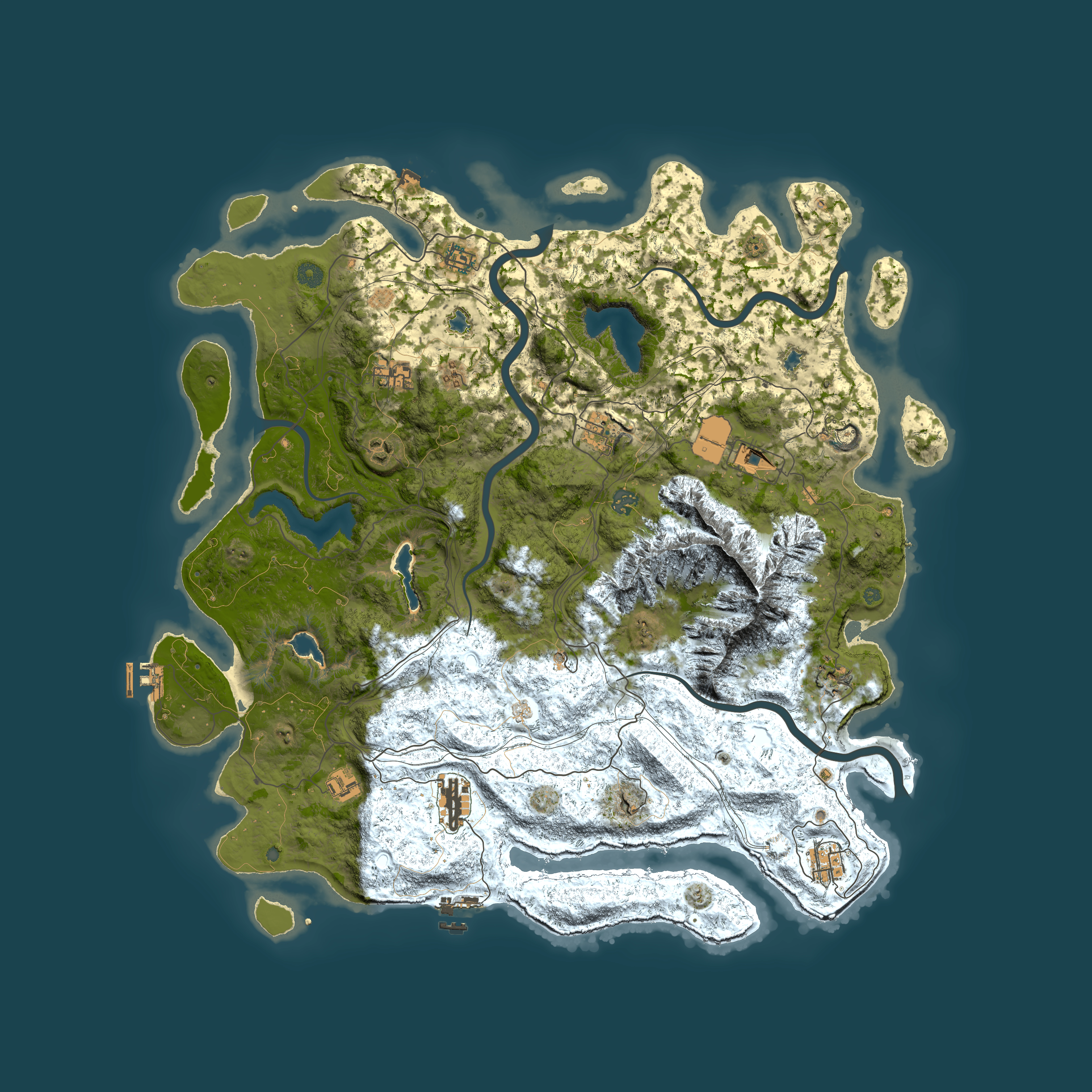 Full top-down render of Rust map seed 1108419043, 5000x5000m