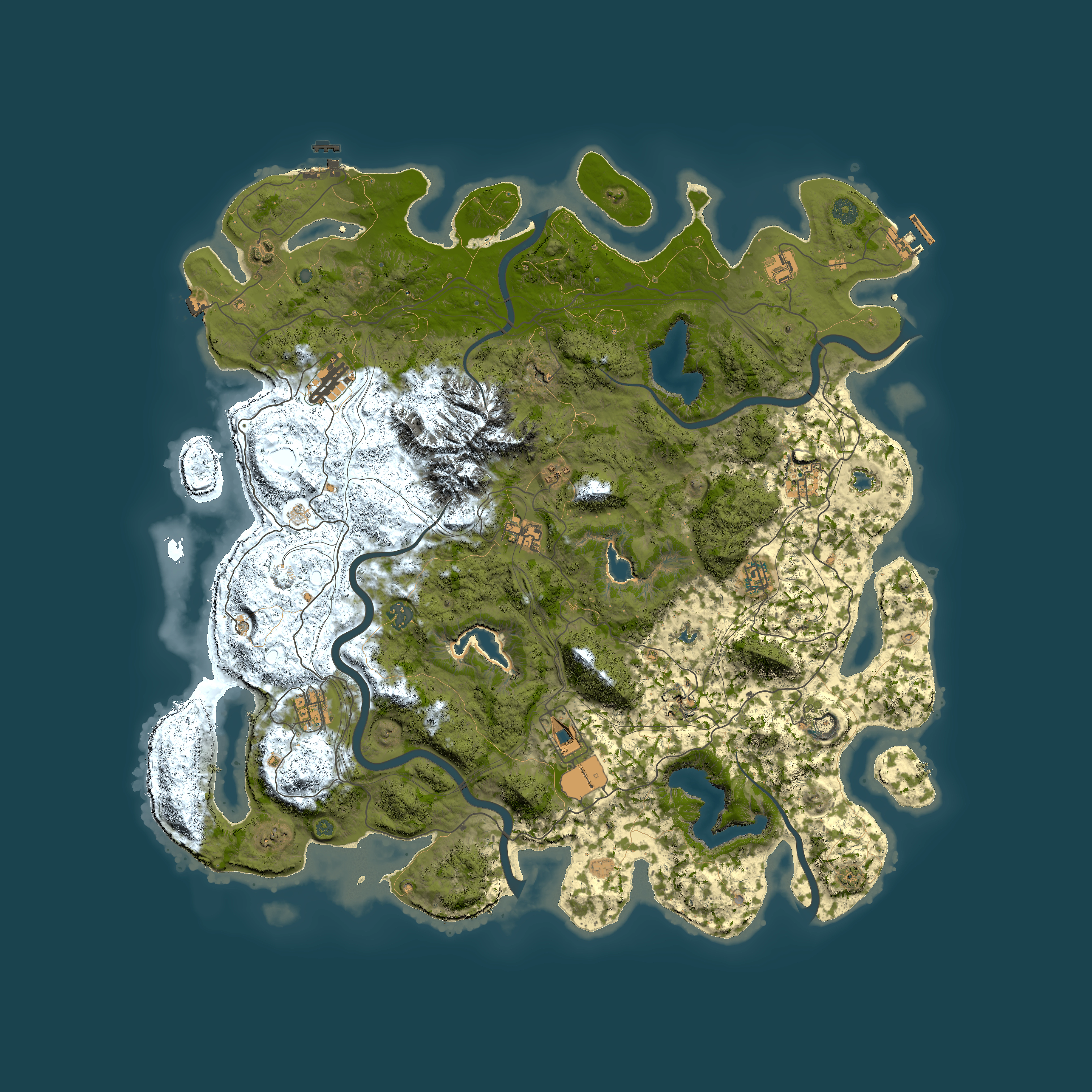 Full top-down render of Rust map seed 1435205658, 5000x5000m