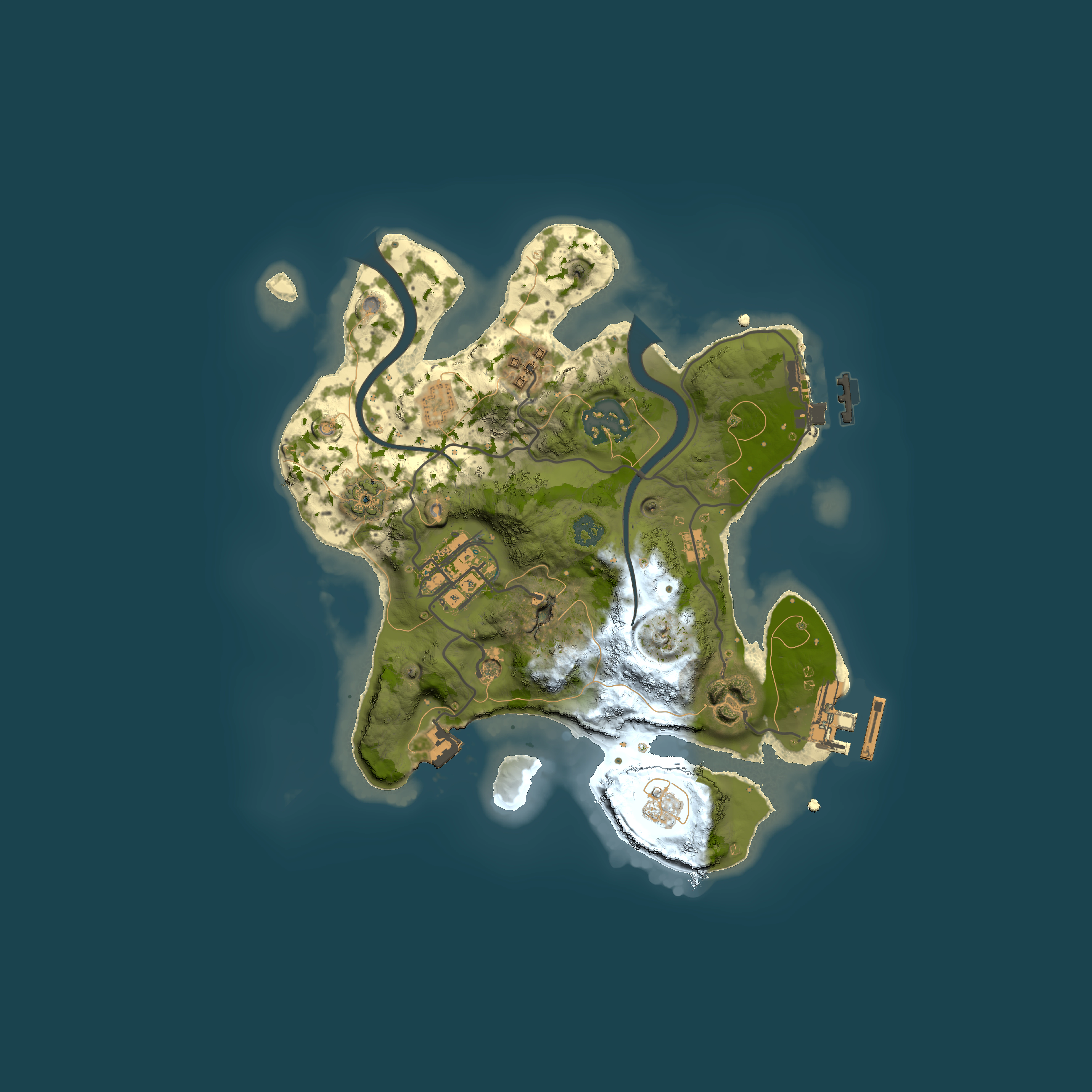 Full top-down render of Rust map seed 1738238039, 2500x2500m