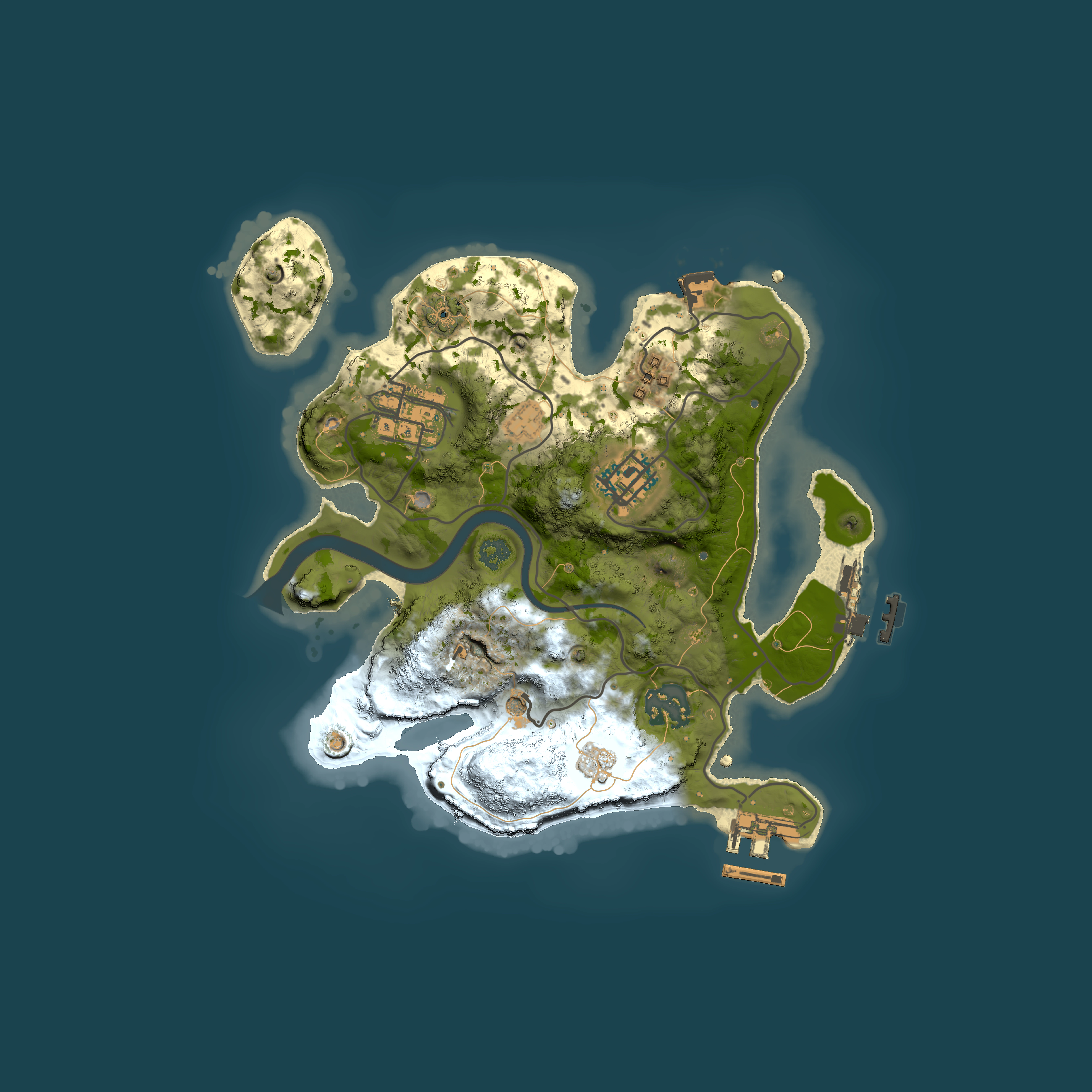 Full top-down render of Rust map seed 1290964832, 2500x2500m