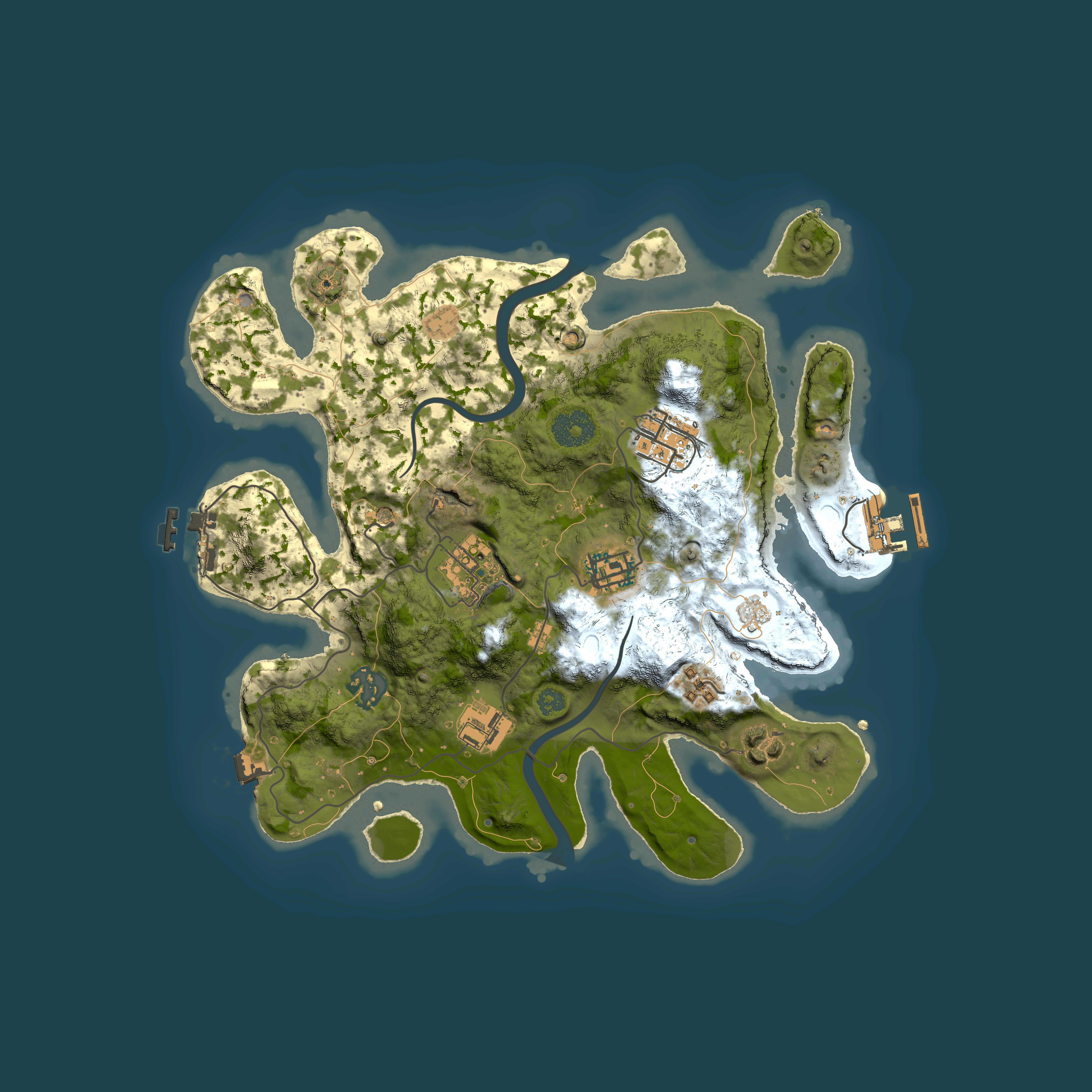 Full top-down render of Rust map seed 254506878, 3000x3000m
