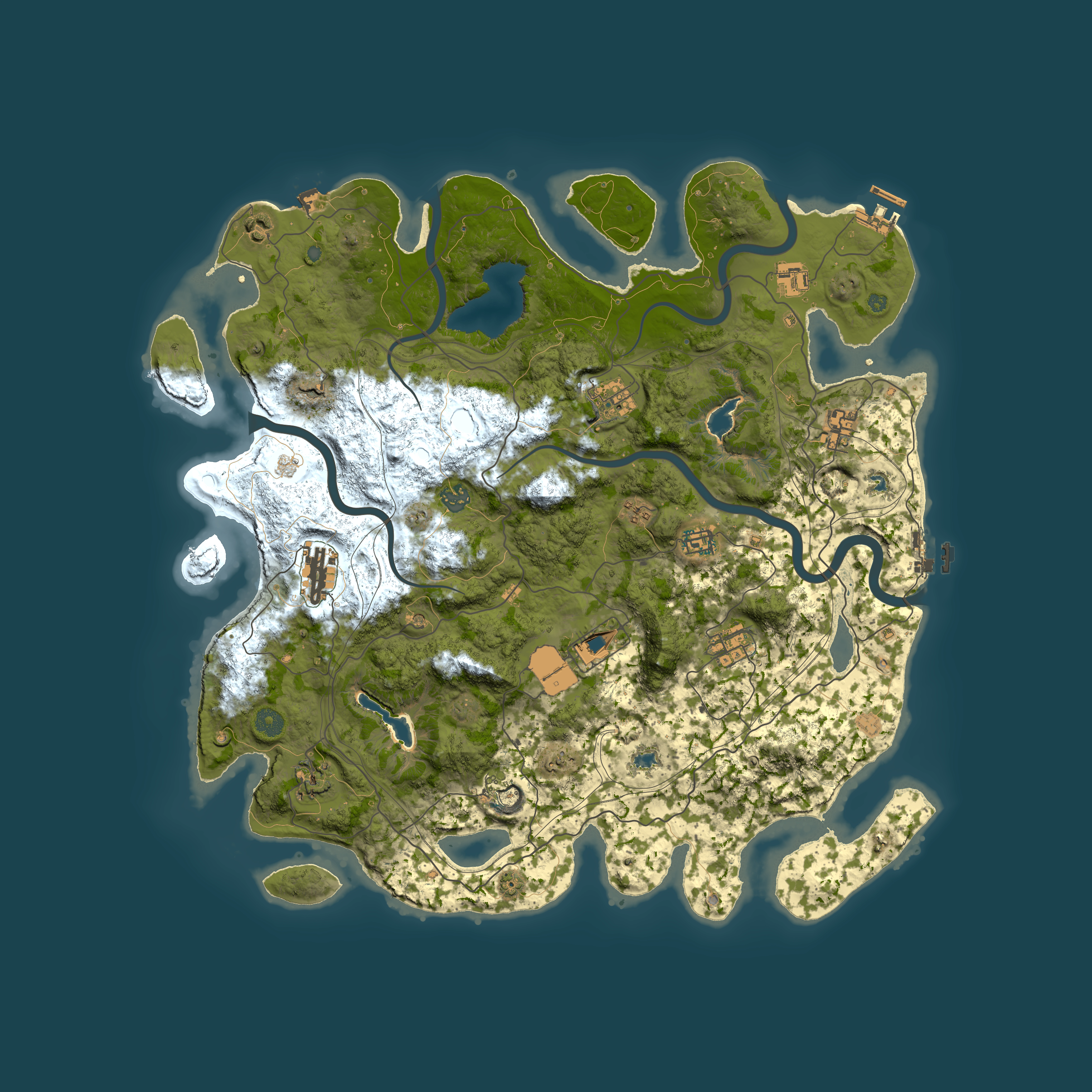 Full top-down render of Rust map seed 1056457930, 4500x4500m