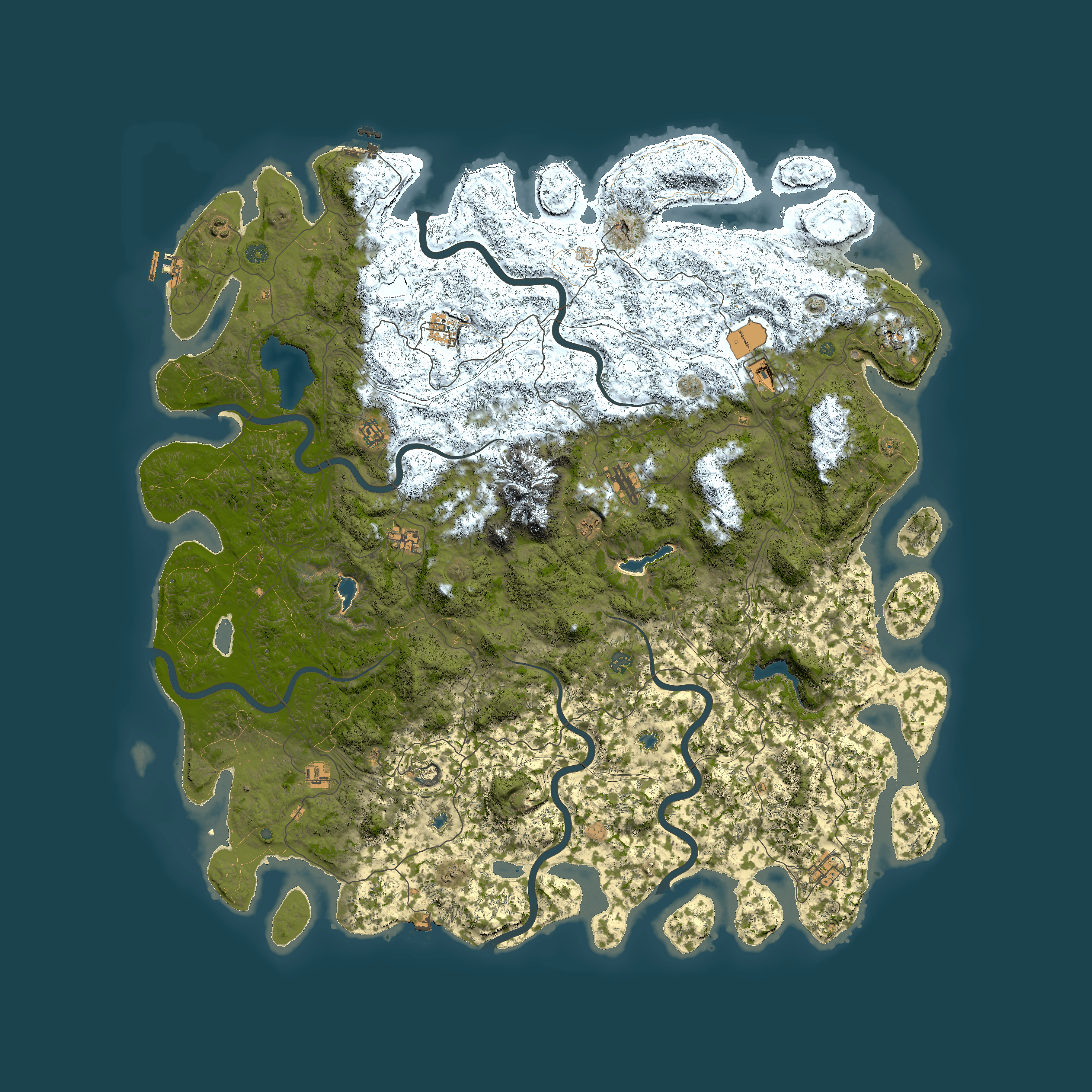 Full top-down render of Rust map seed 1605604851, 6000x6000m