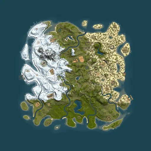 Rust map seed 381861313, 5000x5000m top-down preview