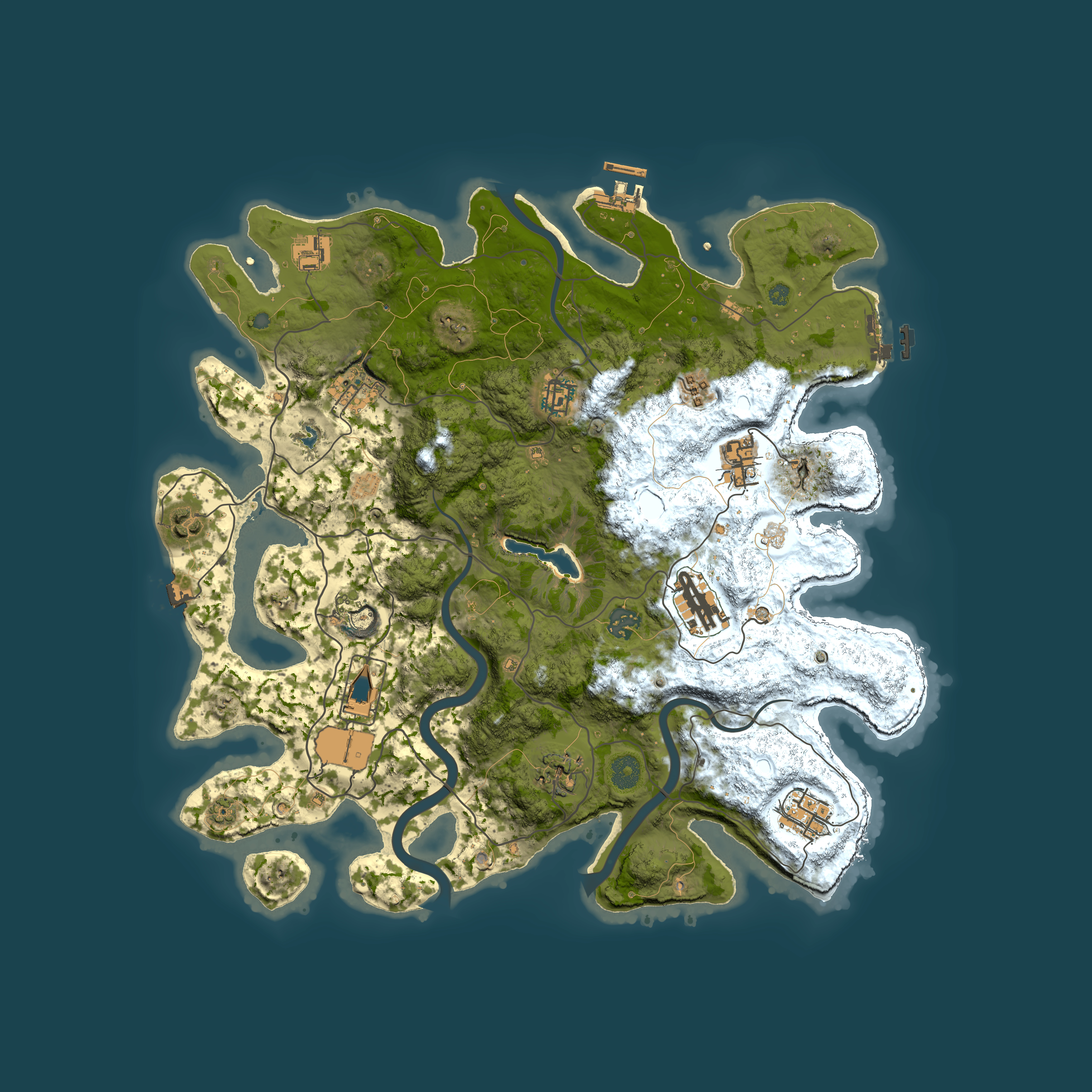 Full top-down render of Rust map seed 525402758, 4000x4000m
