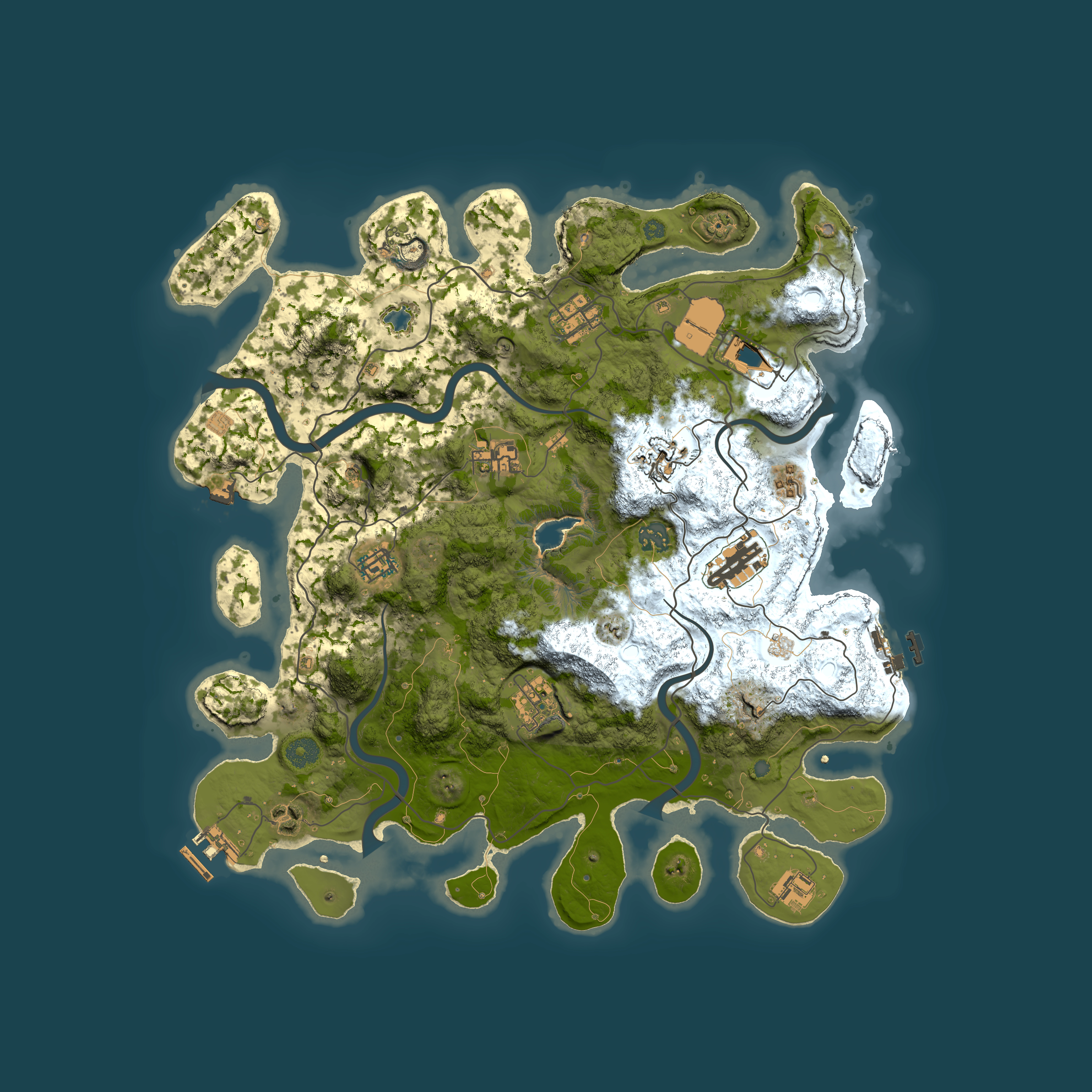 Full top-down render of Rust map seed 203344598, 4000x4000m