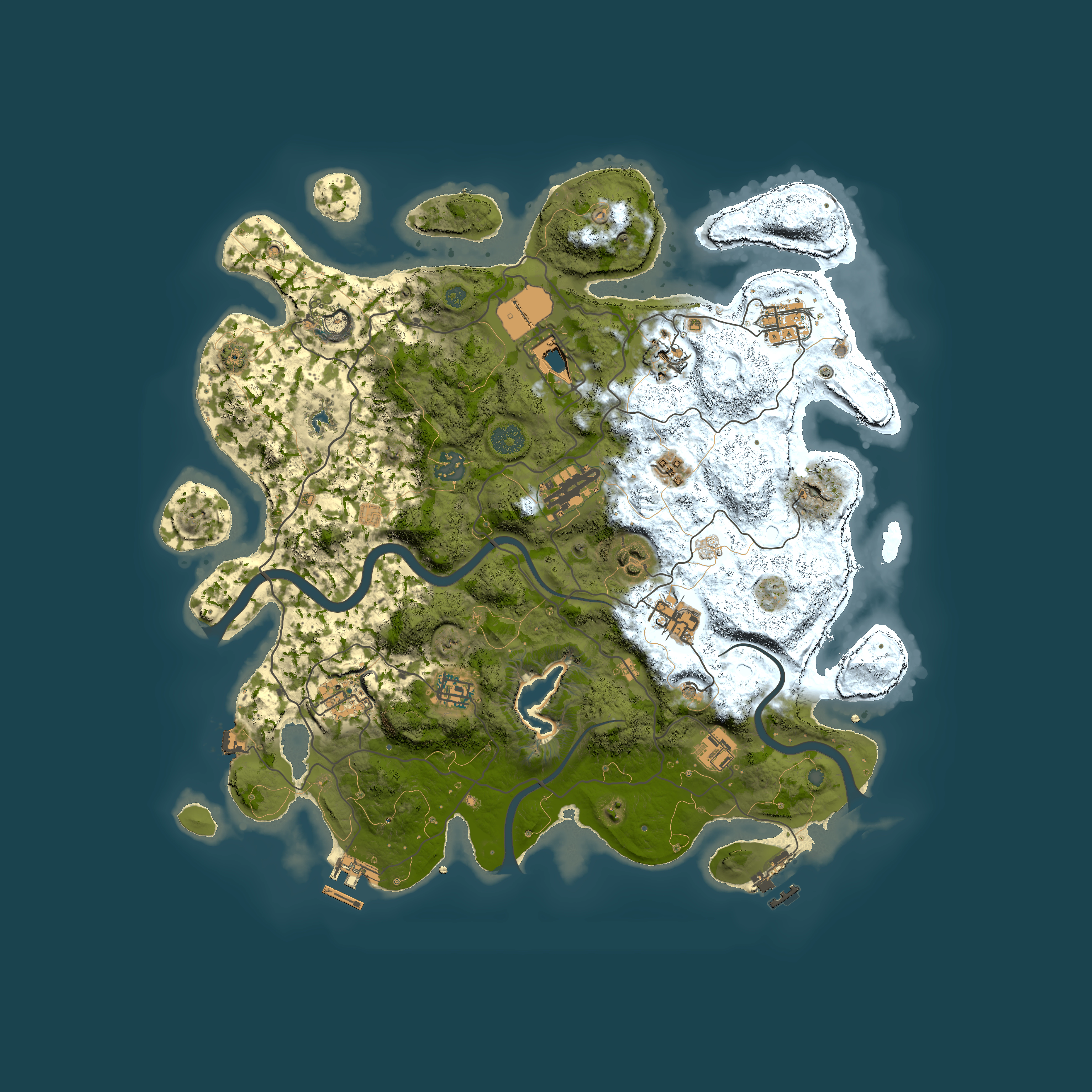 Full top-down render of Rust map seed 871686884, 4000x4000m
