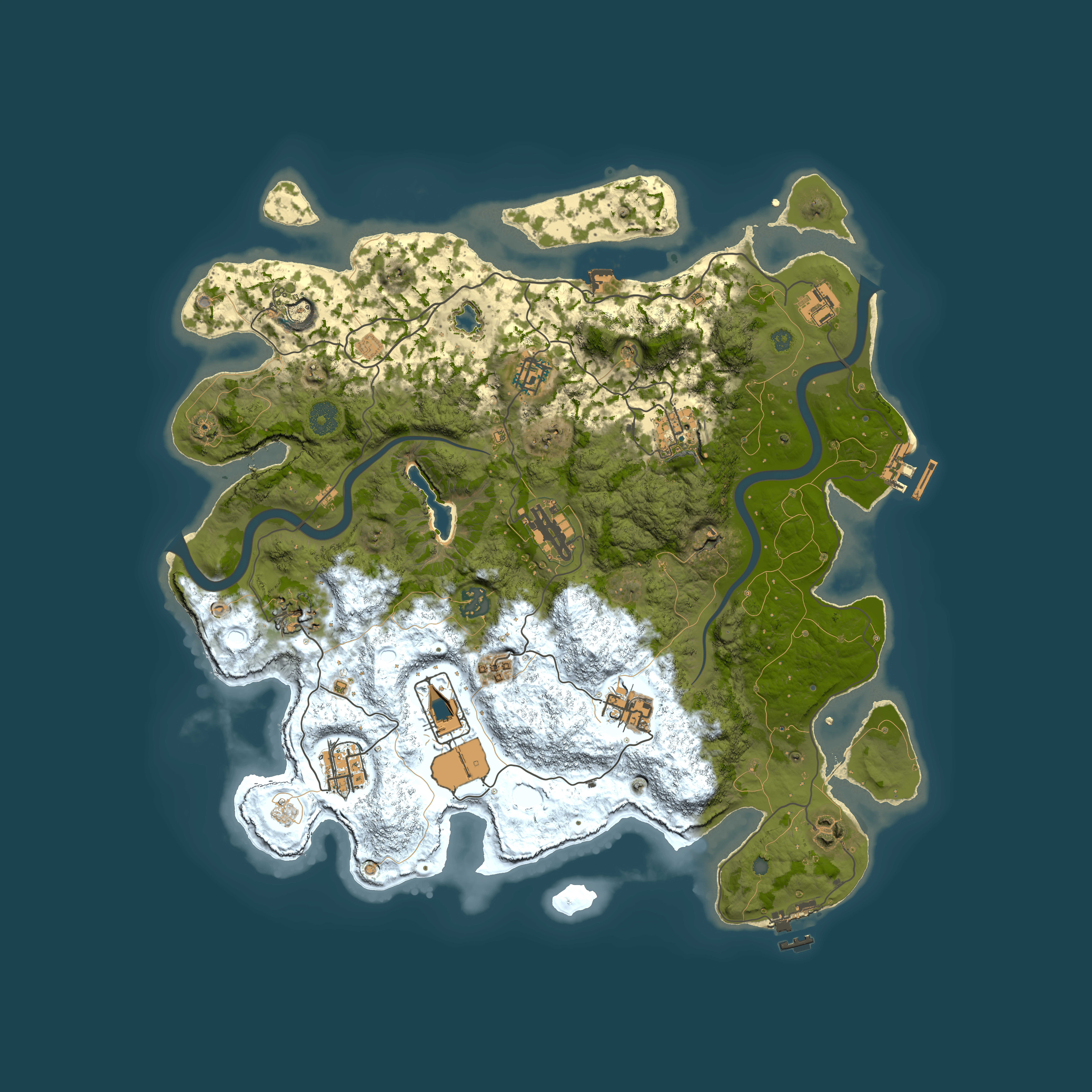 Full top-down render of Rust map seed 1281374091, 4000x4000m