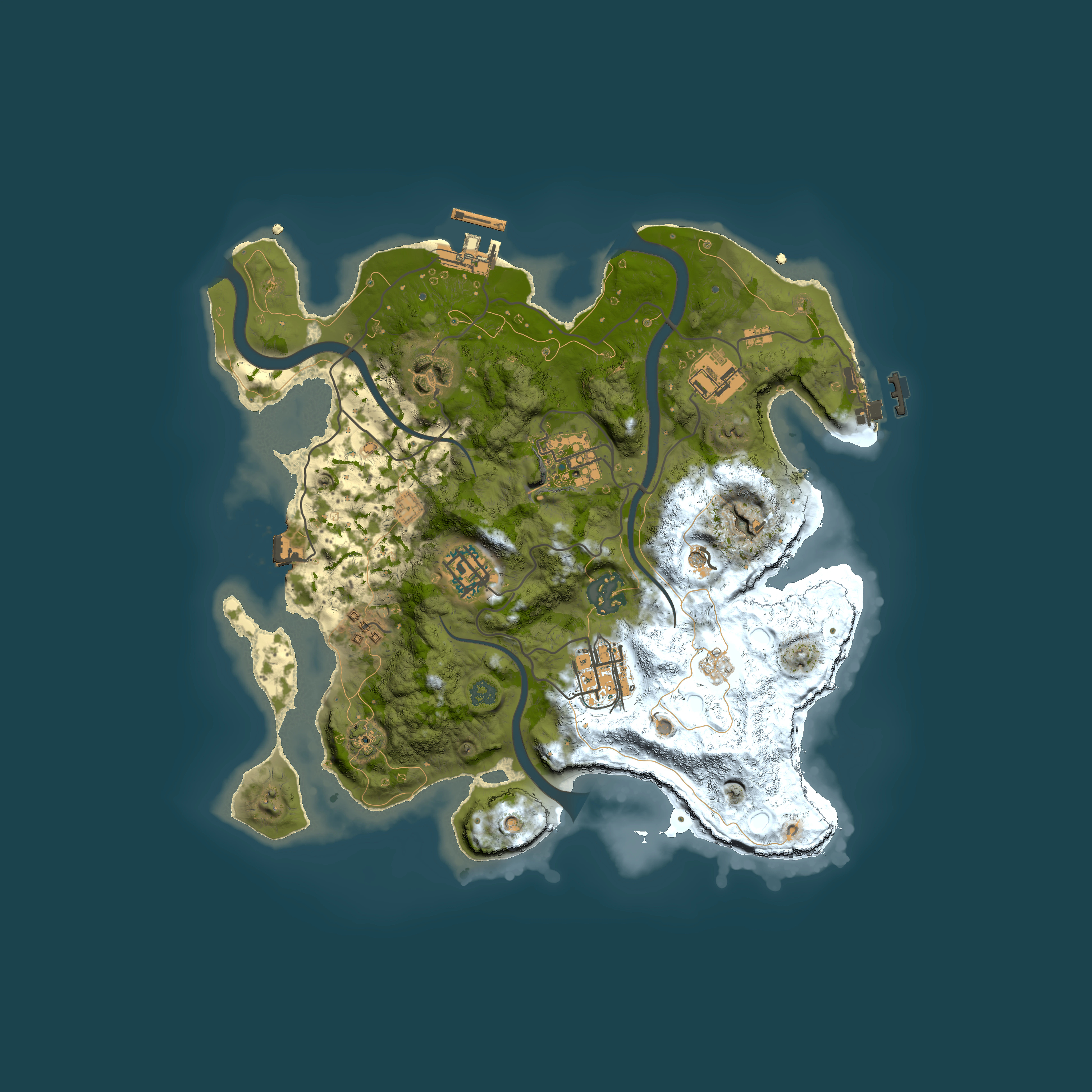 Full top-down render of Rust map seed 356793693, 3000x3000m