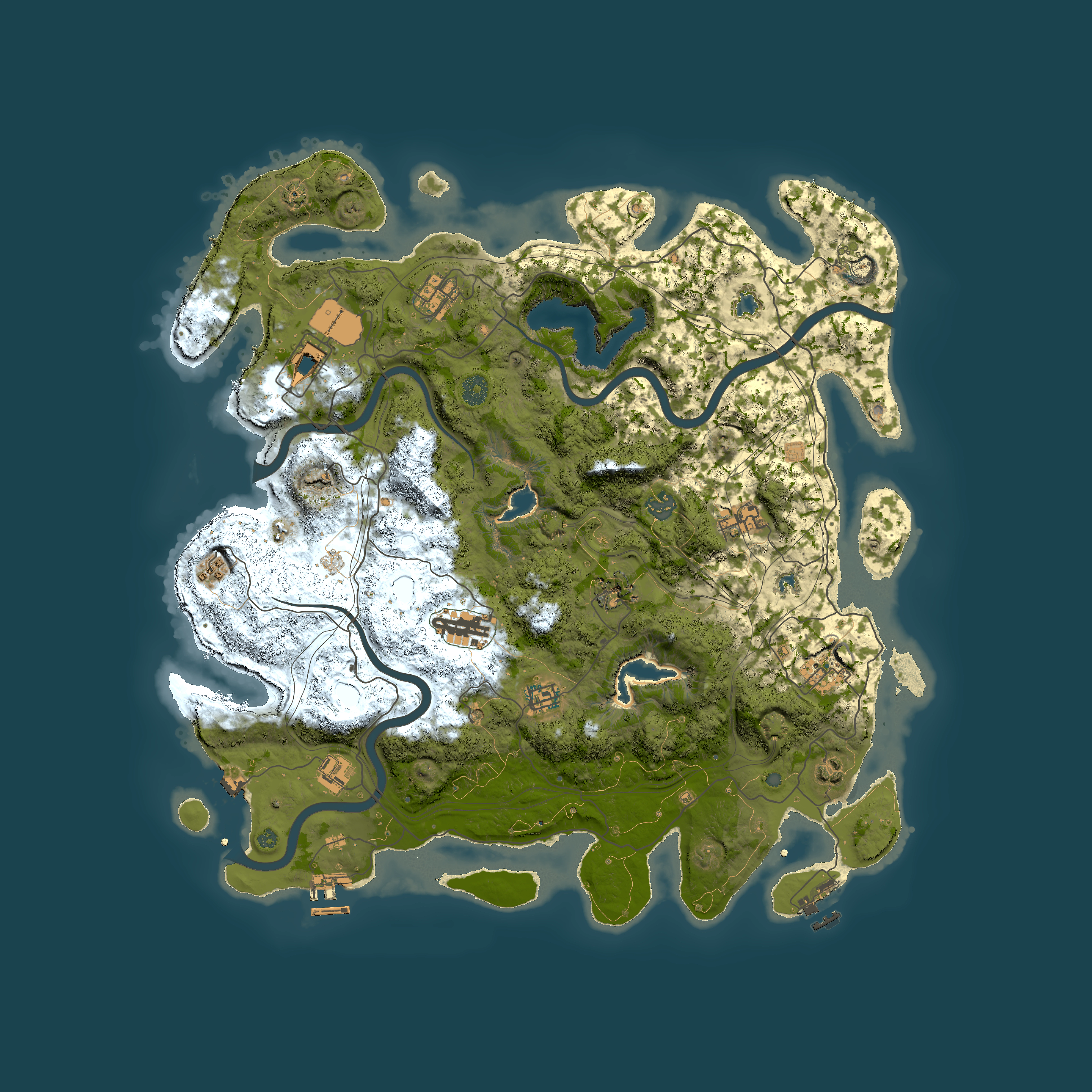 Full top-down render of Rust map seed 2069100237, 4500x4500m