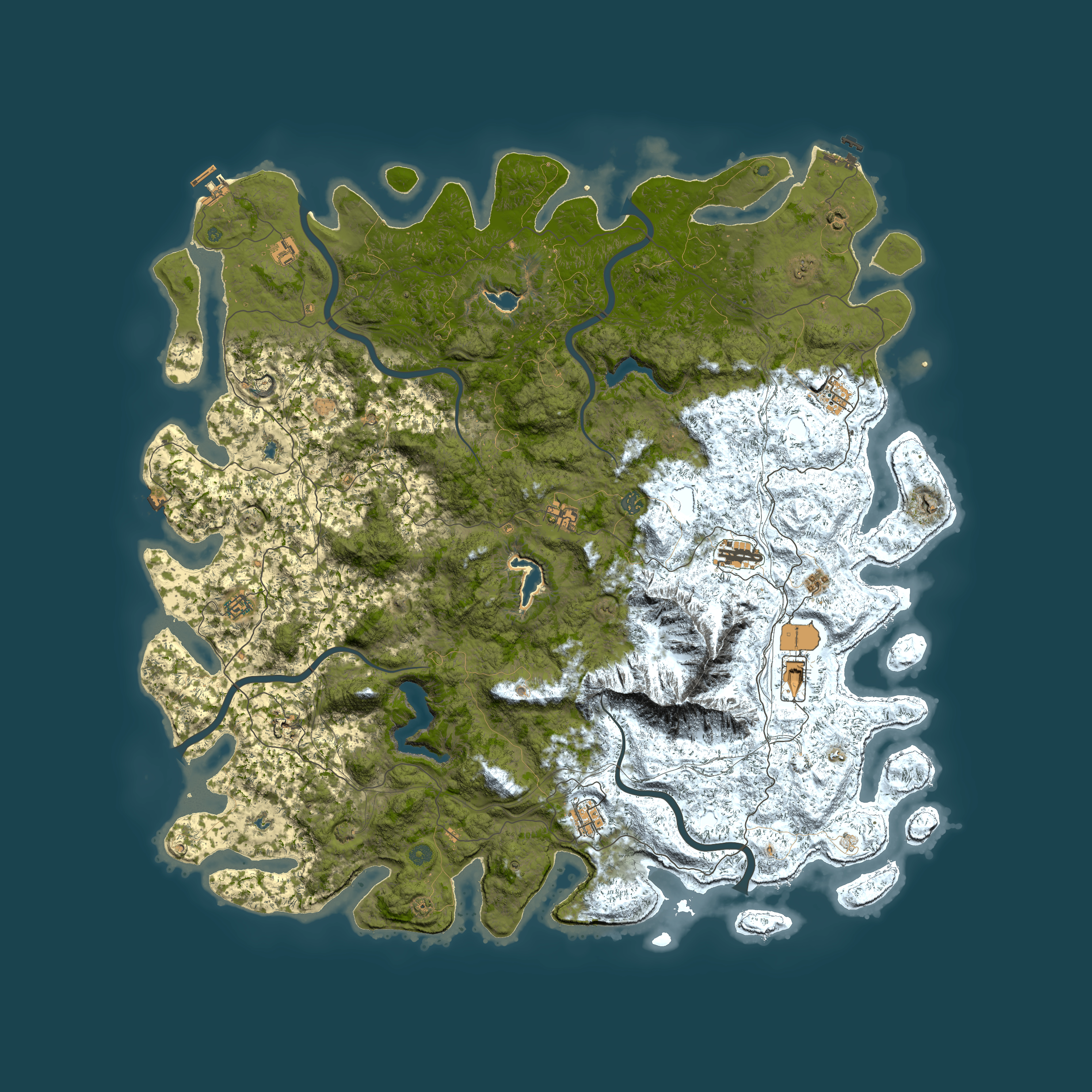 Full top-down render of Rust map seed 264163845, 6000x6000m