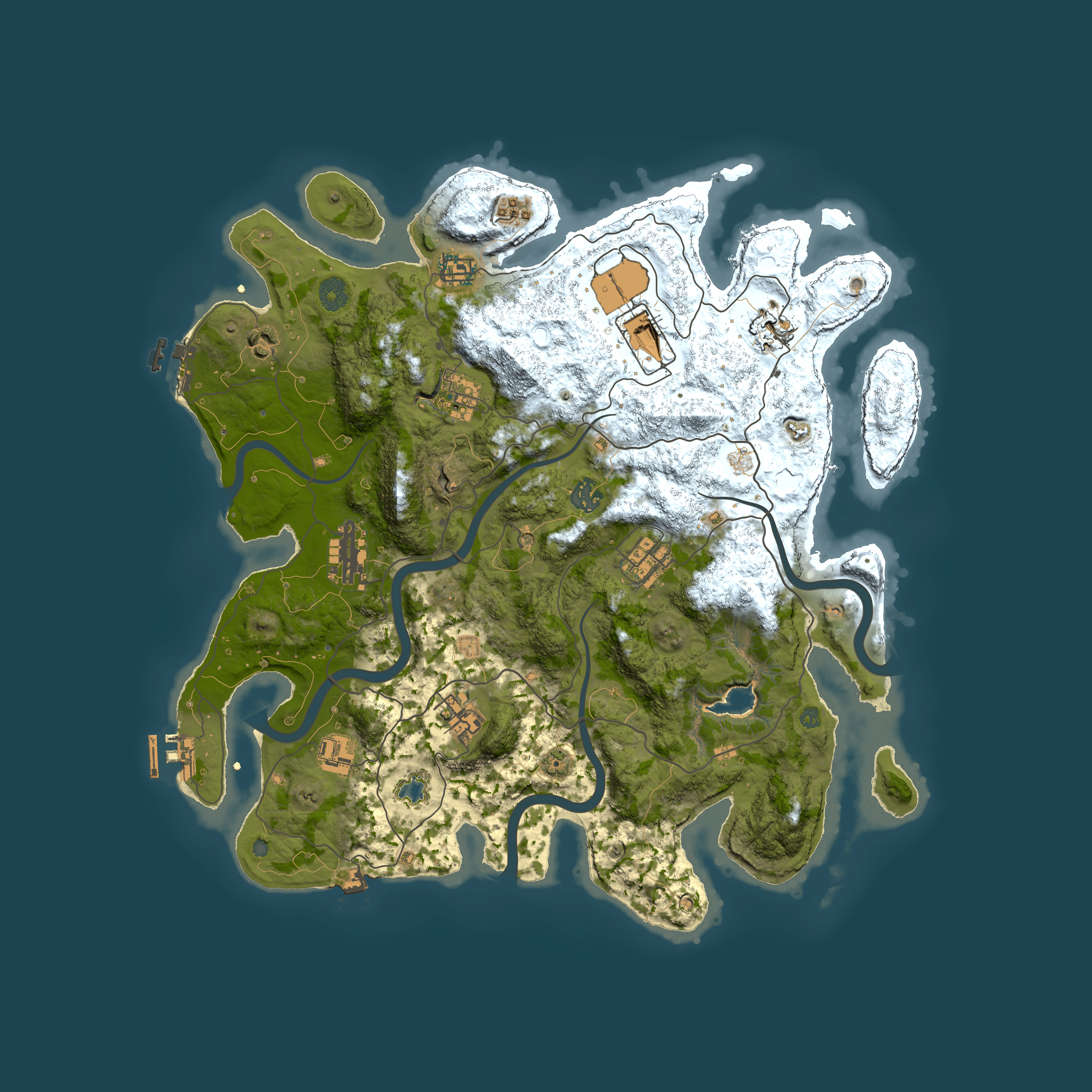Full top-down render of Rust map seed 1014163648, 4000x4000m