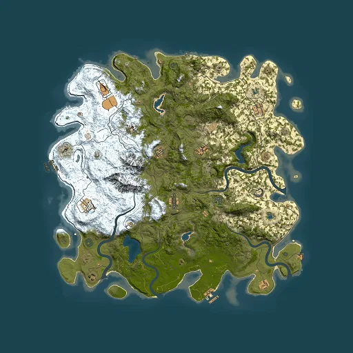 Rust map seed 843613034, 5000x5000m top-down preview