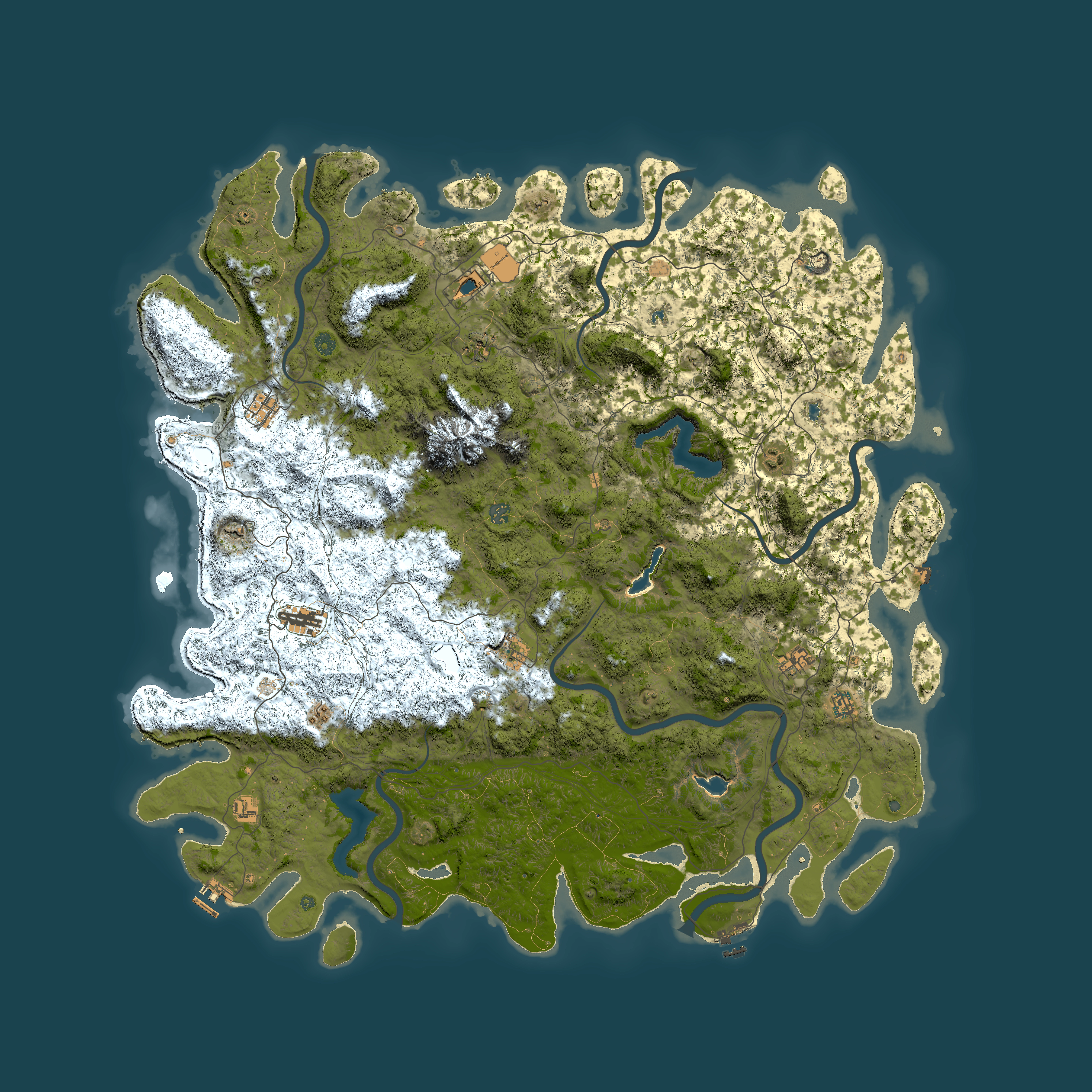 Full top-down render of Rust map seed 1663429728, 6000x6000m