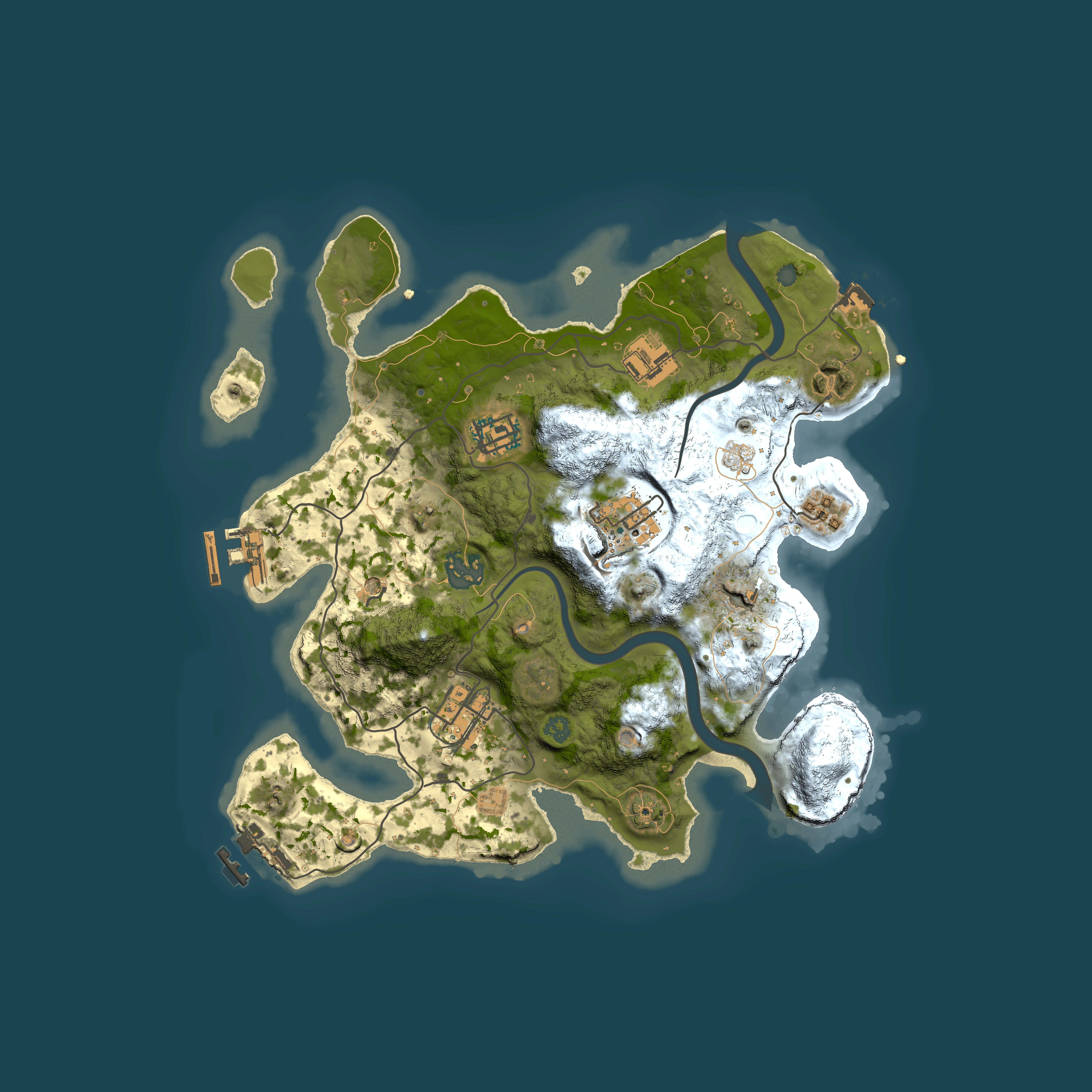 Full top-down render of Rust map seed 928322073, 3000x3000m
