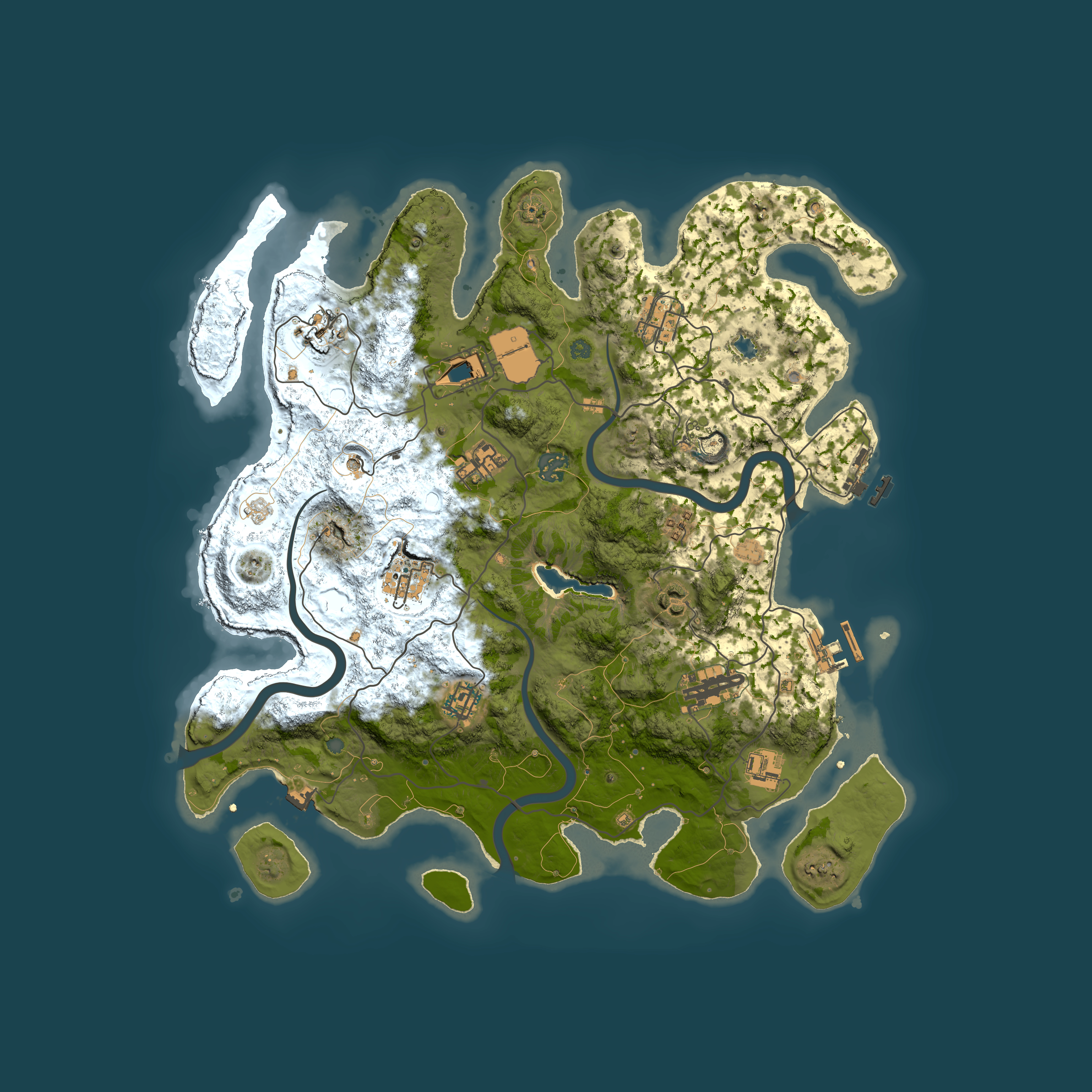 Full top-down render of Rust map seed 1206675197, 4000x4000m