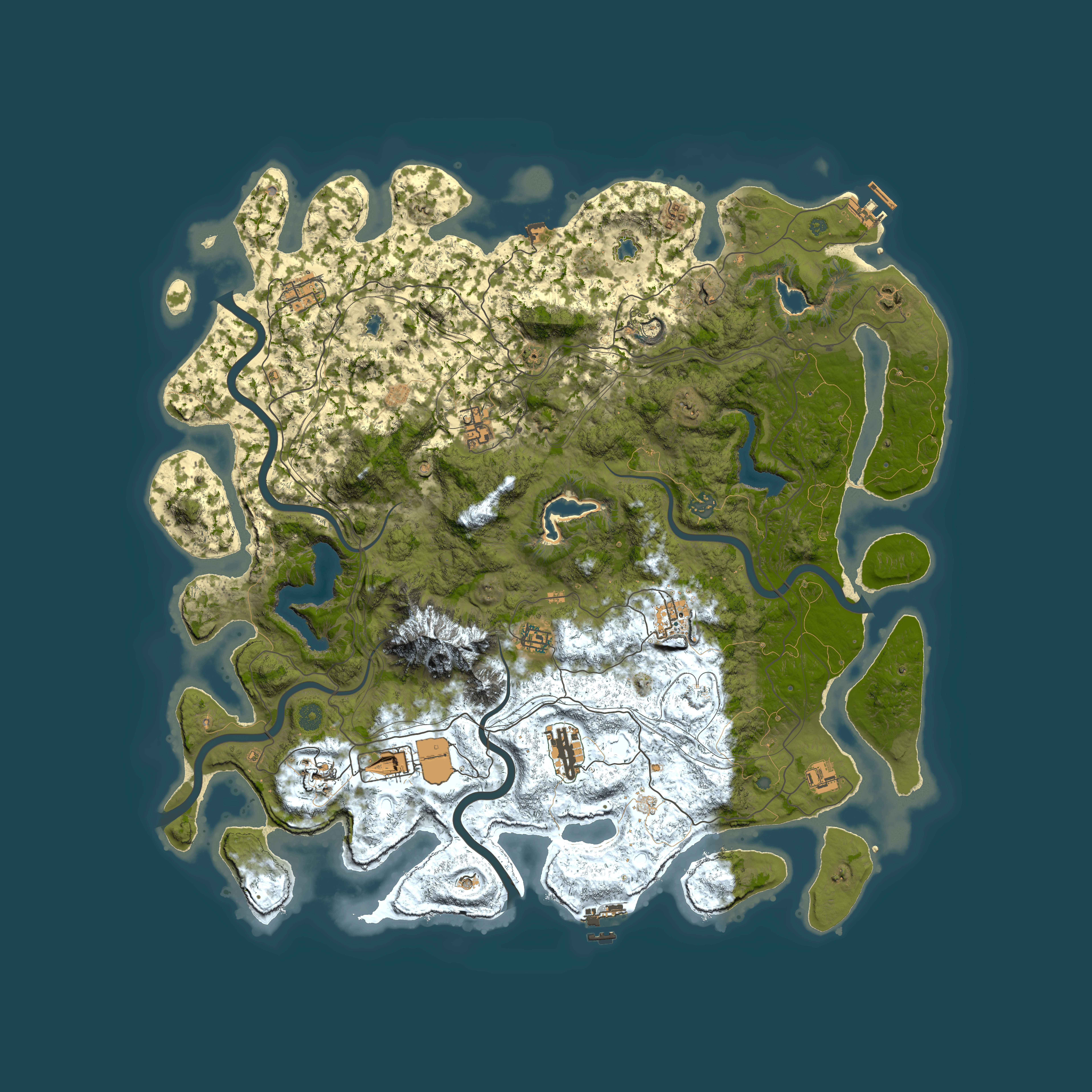 Full top-down render of Rust map seed 1050974906, 5000x5000m