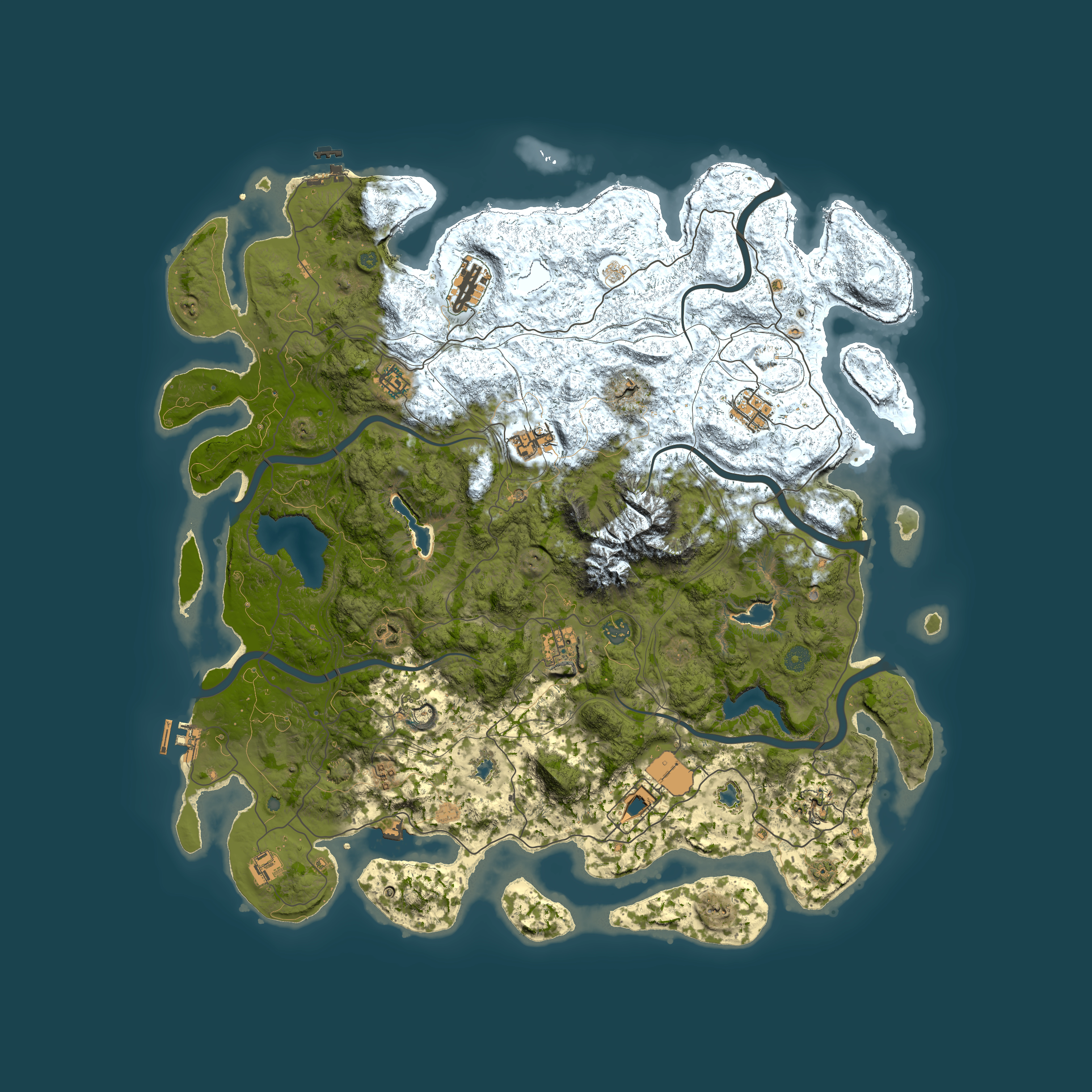 Full top-down render of Rust map seed 2146793441, 5000x5000m