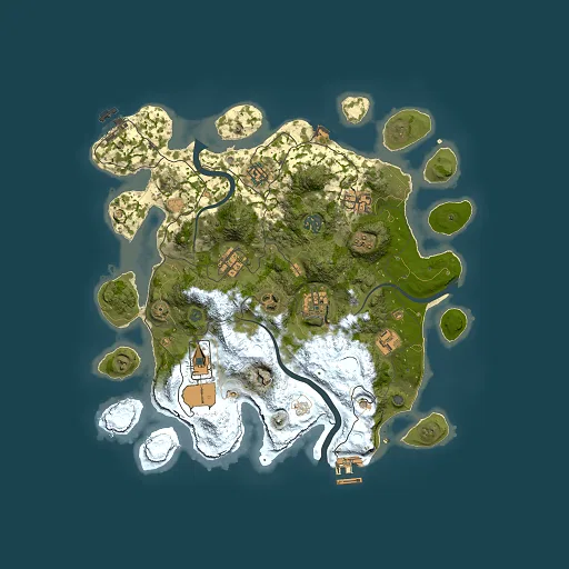 Rust map seed 888737389, 3500x3500m top-down preview