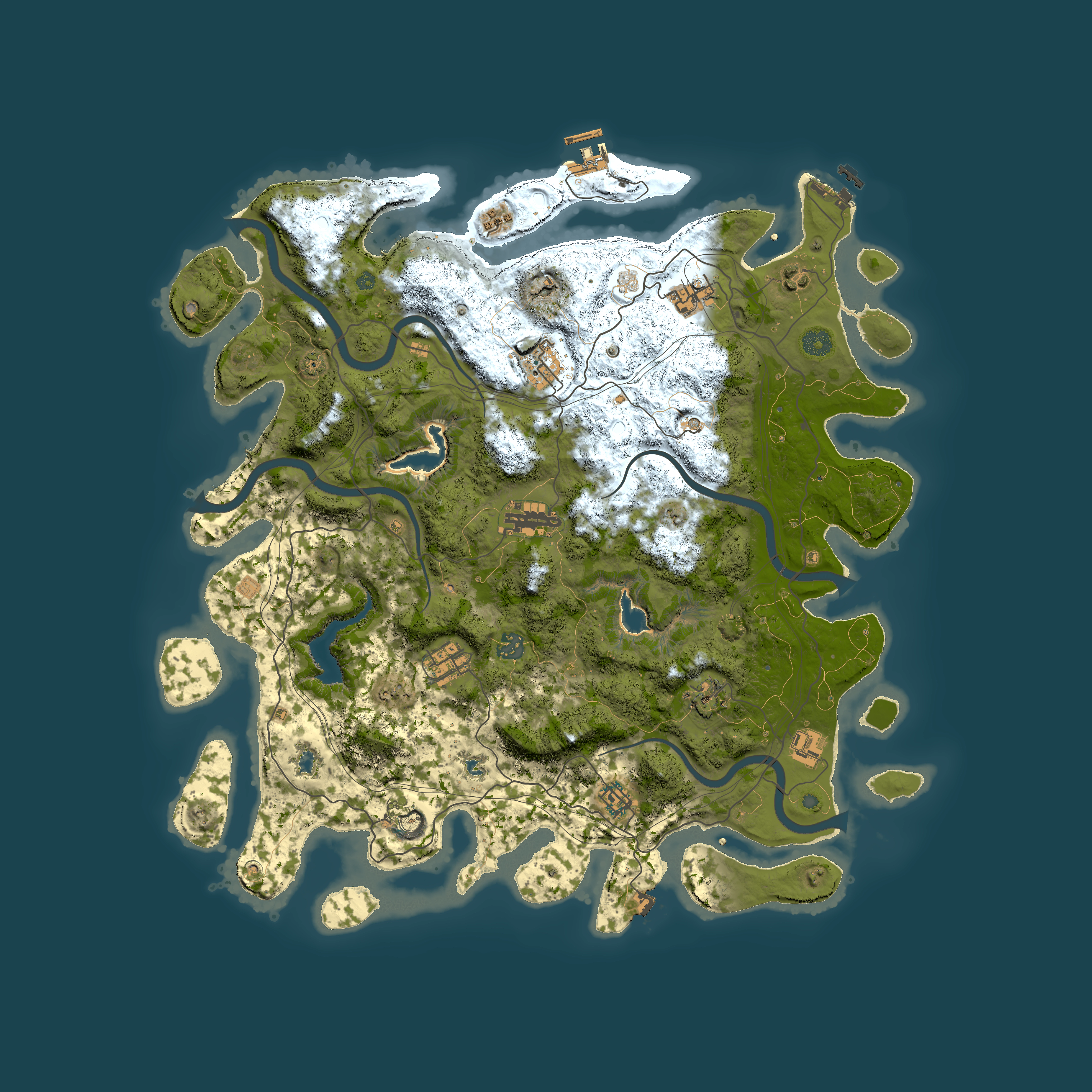 Full top-down render of Rust map seed 234494030, 4500x4500m