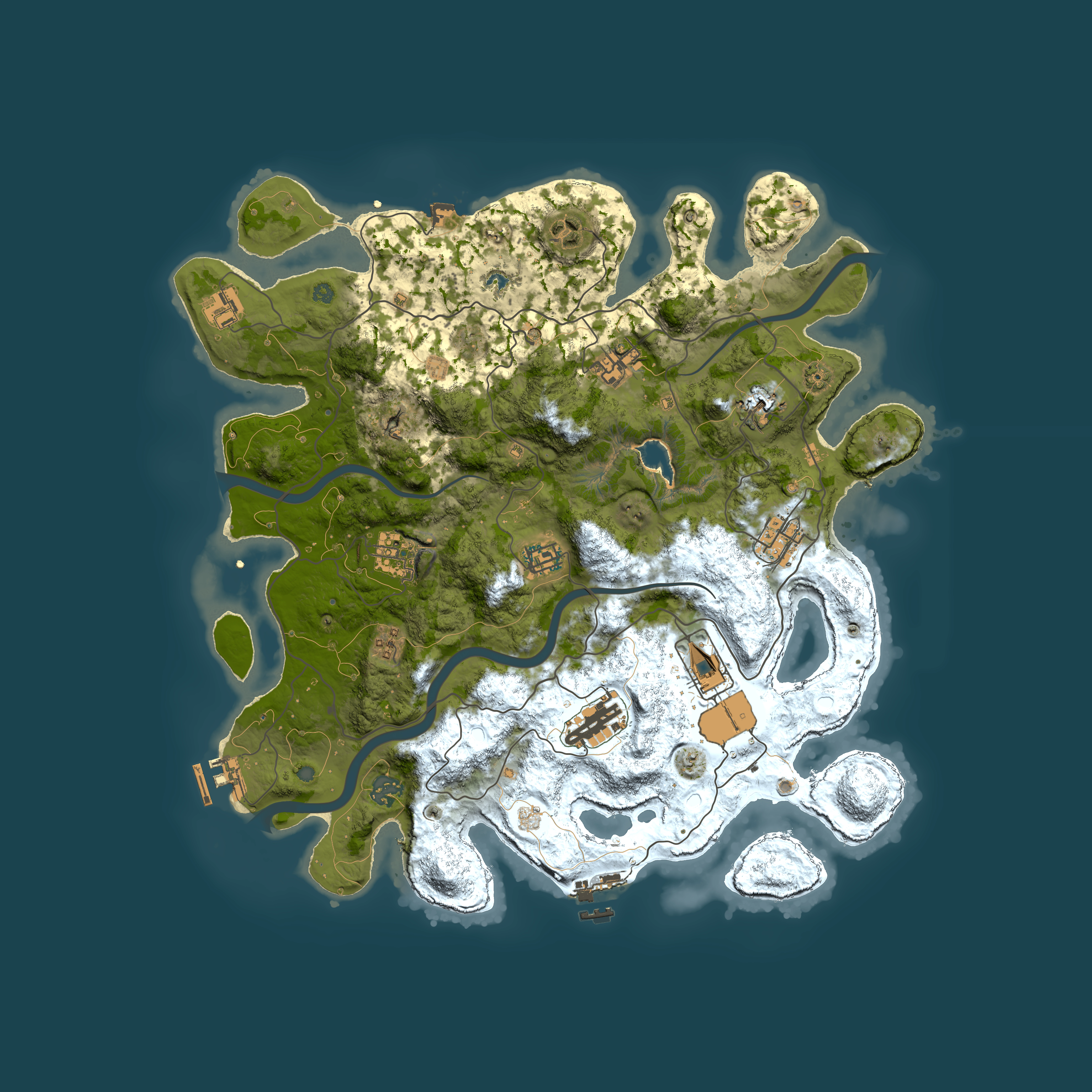 Full top-down render of Rust map seed 1649088264, 4000x4000m