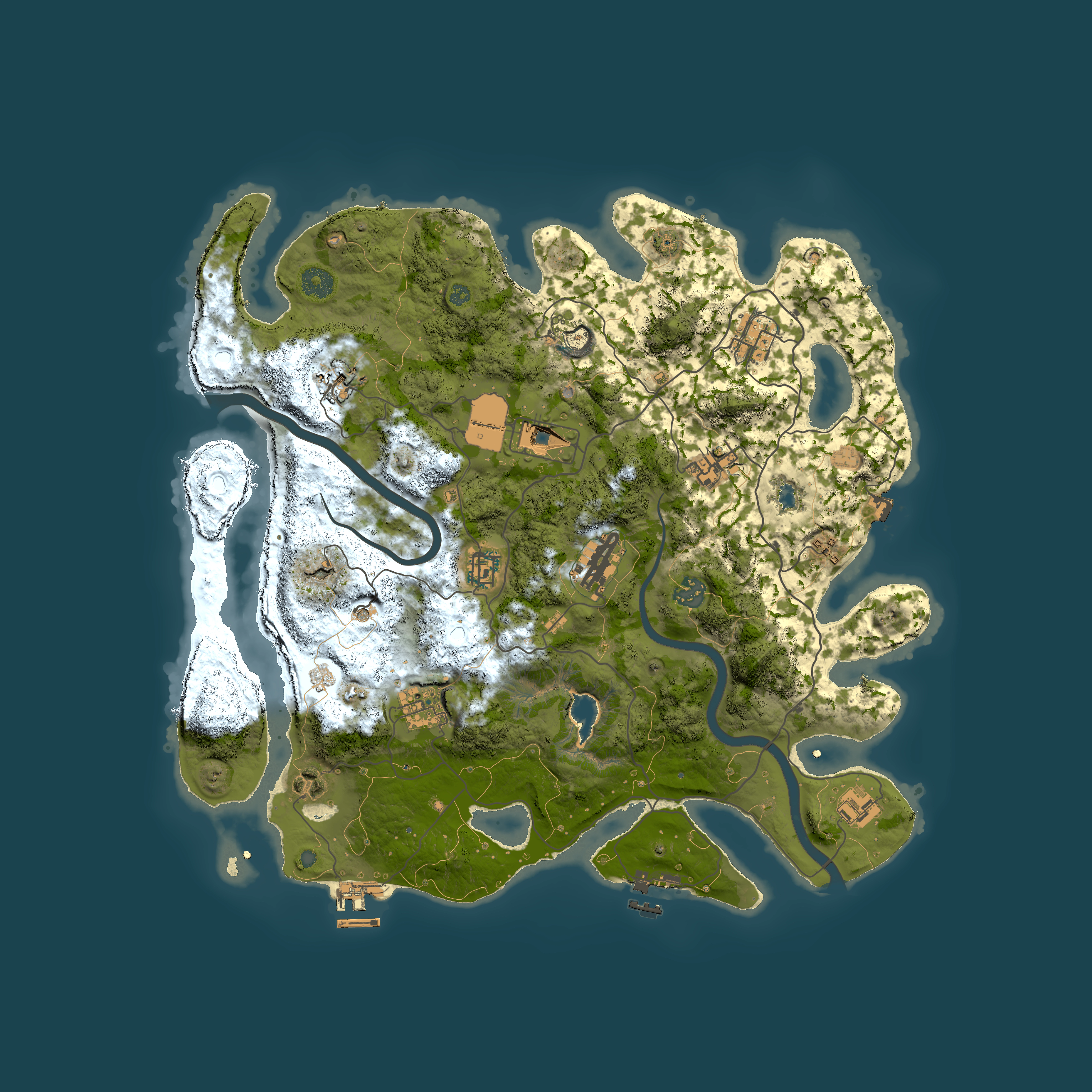Full top-down render of Rust map seed 1432015004, 4000x4000m