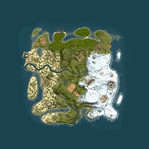 Rust map seed 558659460, 3500x3500m top-down preview
