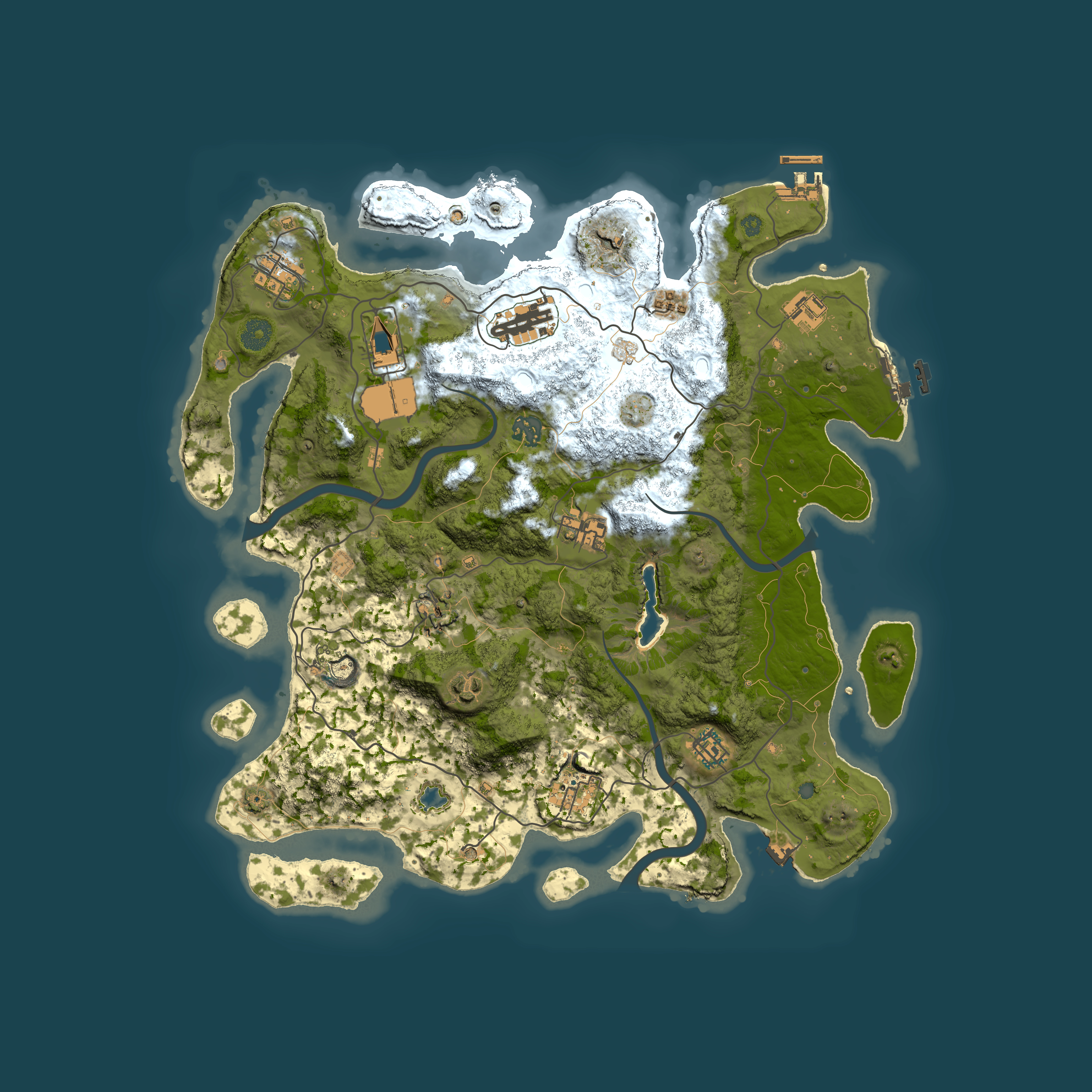 Full top-down render of Rust map seed 1218656121, 4000x4000m
