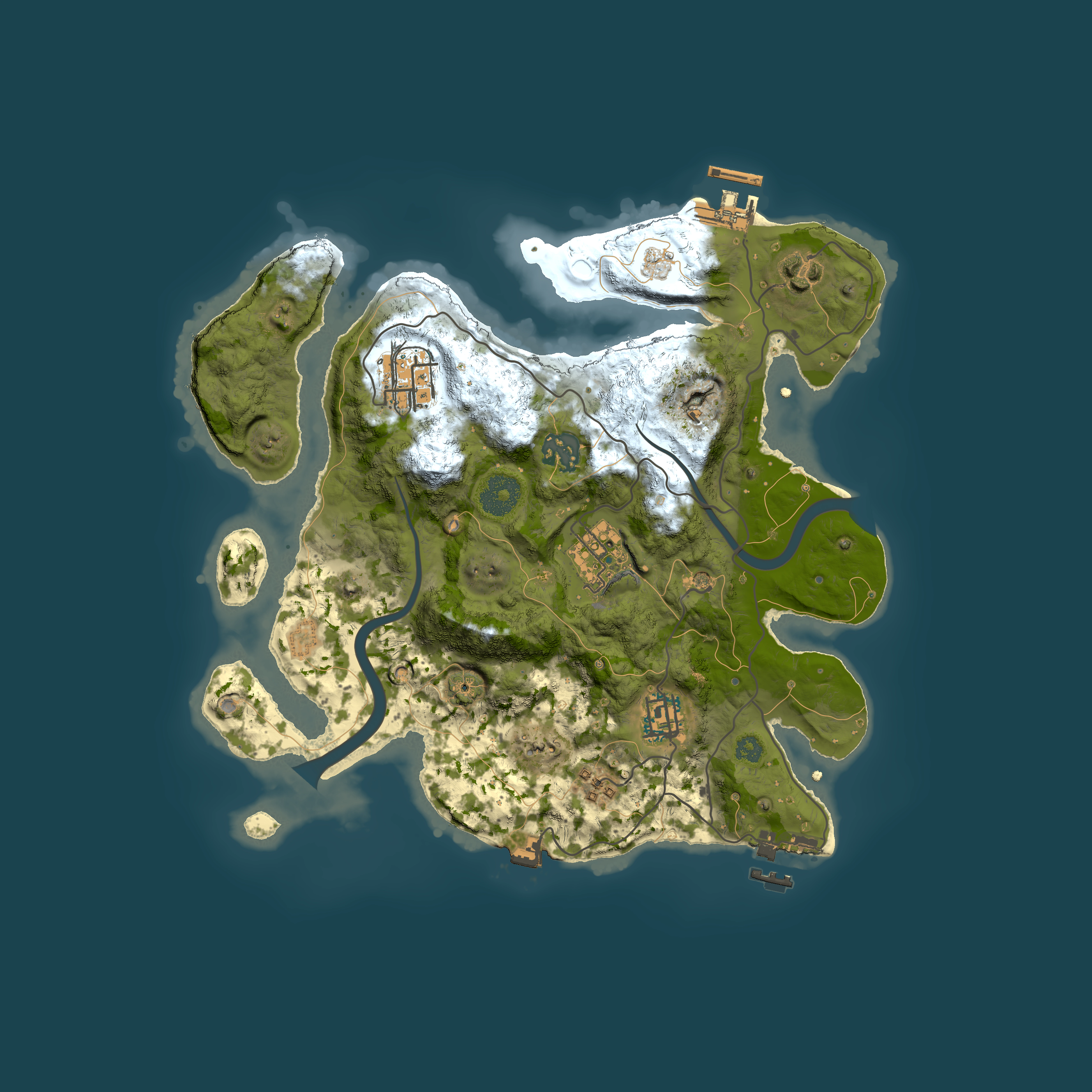 Full top-down render of Rust map seed 992280623, 3000x3000m