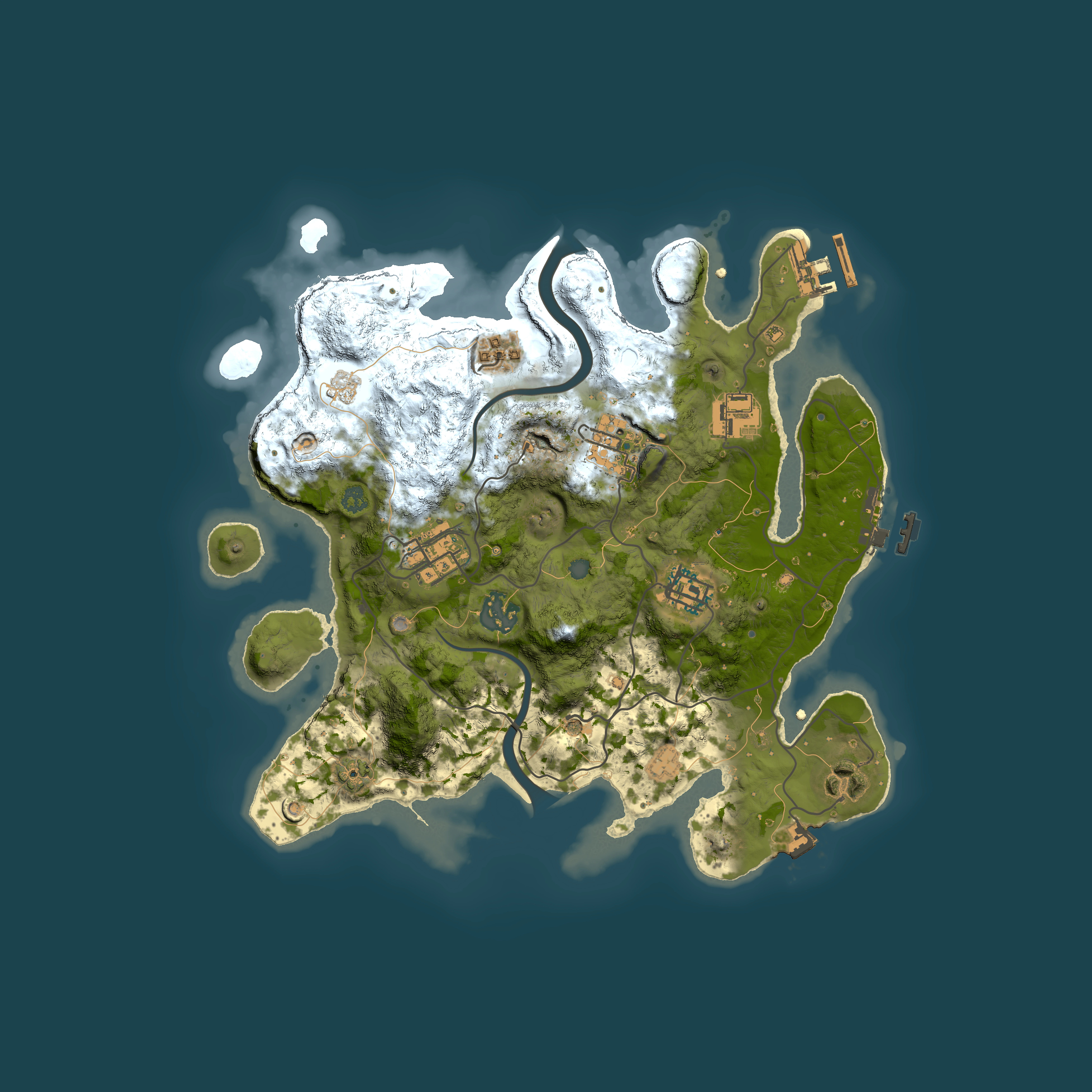 Full top-down render of Rust map seed 107718752, 3000x3000m