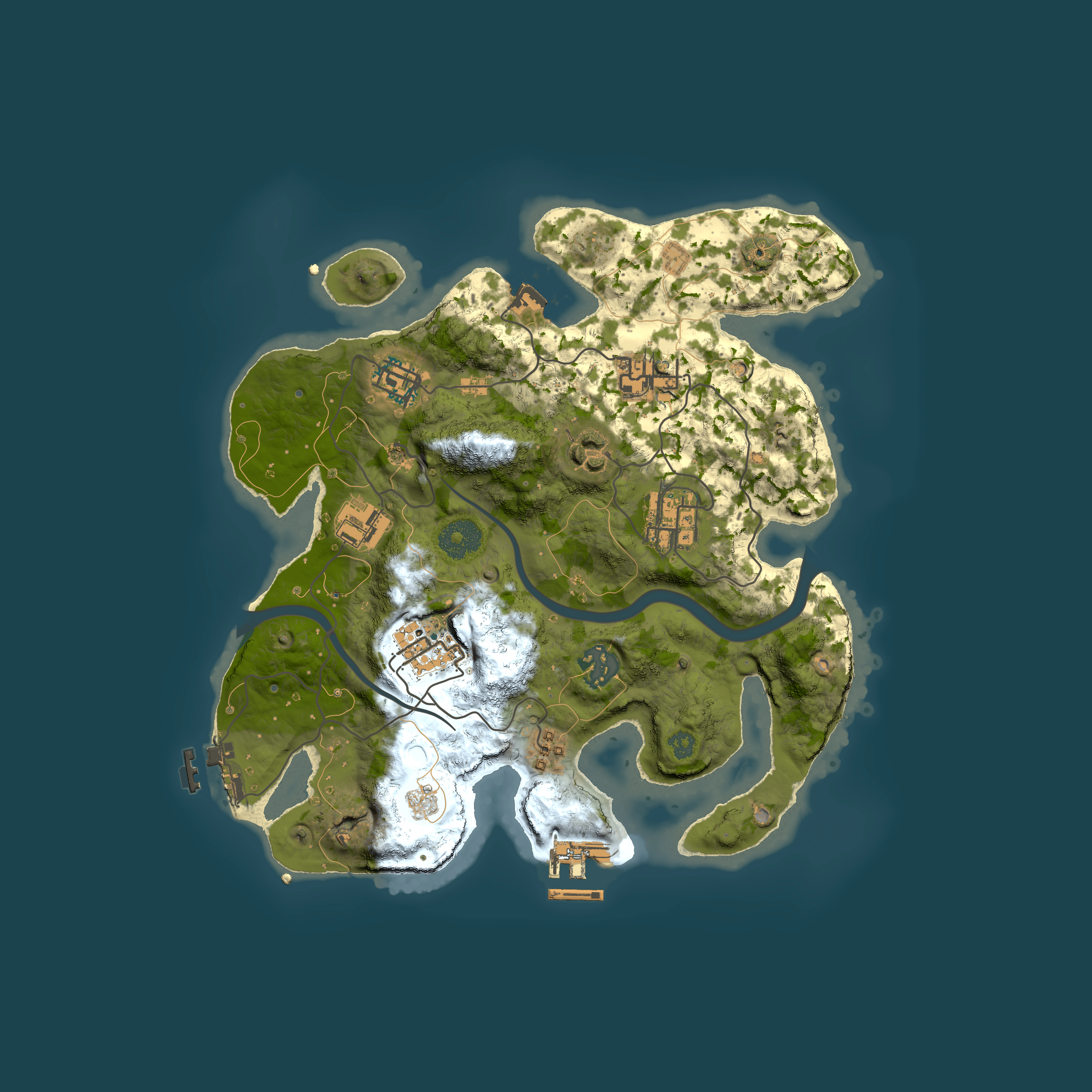 Full top-down render of Rust map seed 564661035, 3000x3000m