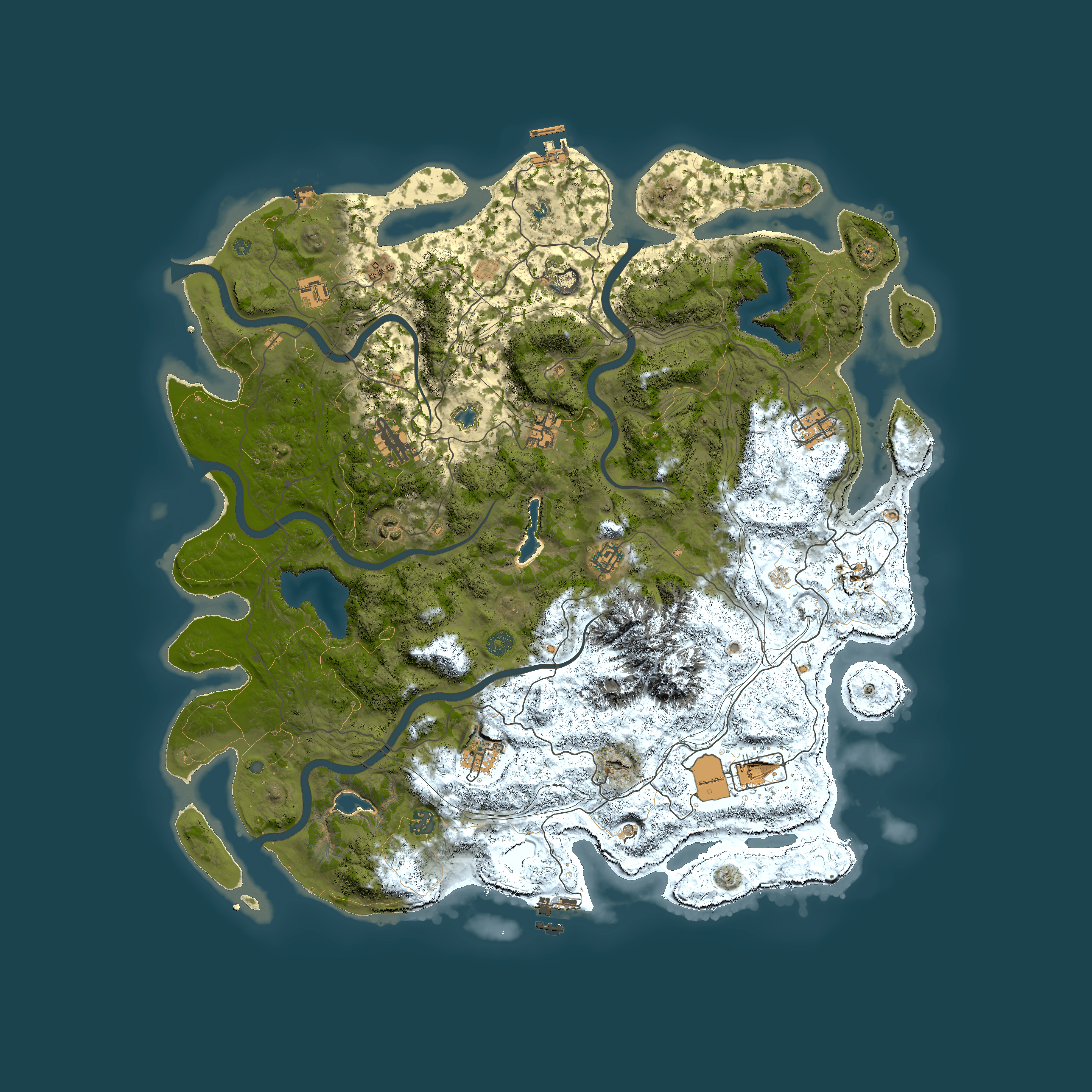 Full top-down render of Rust map seed 1382563604, 5000x5000m
