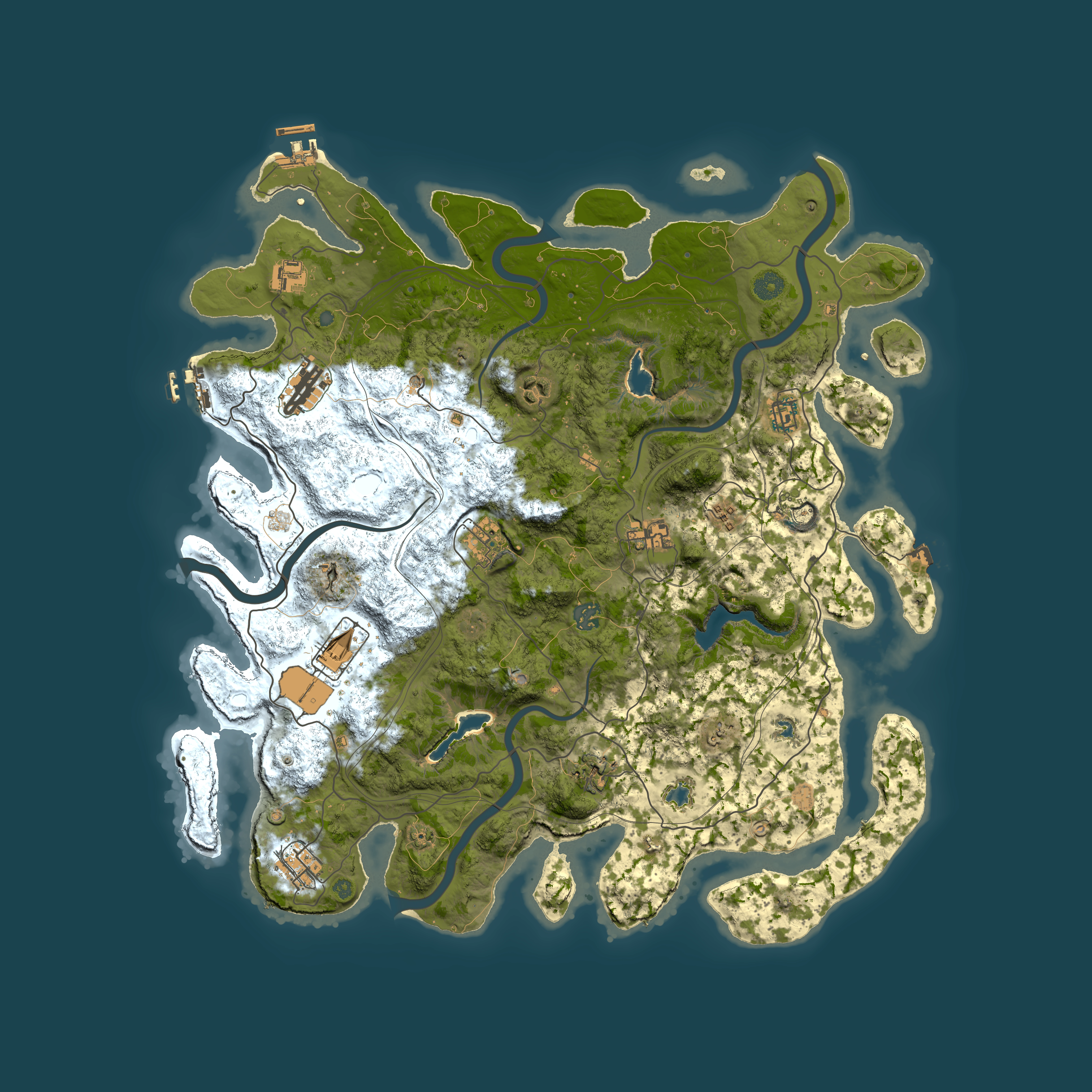 Full top-down render of Rust map seed 917501008, 4500x4500m