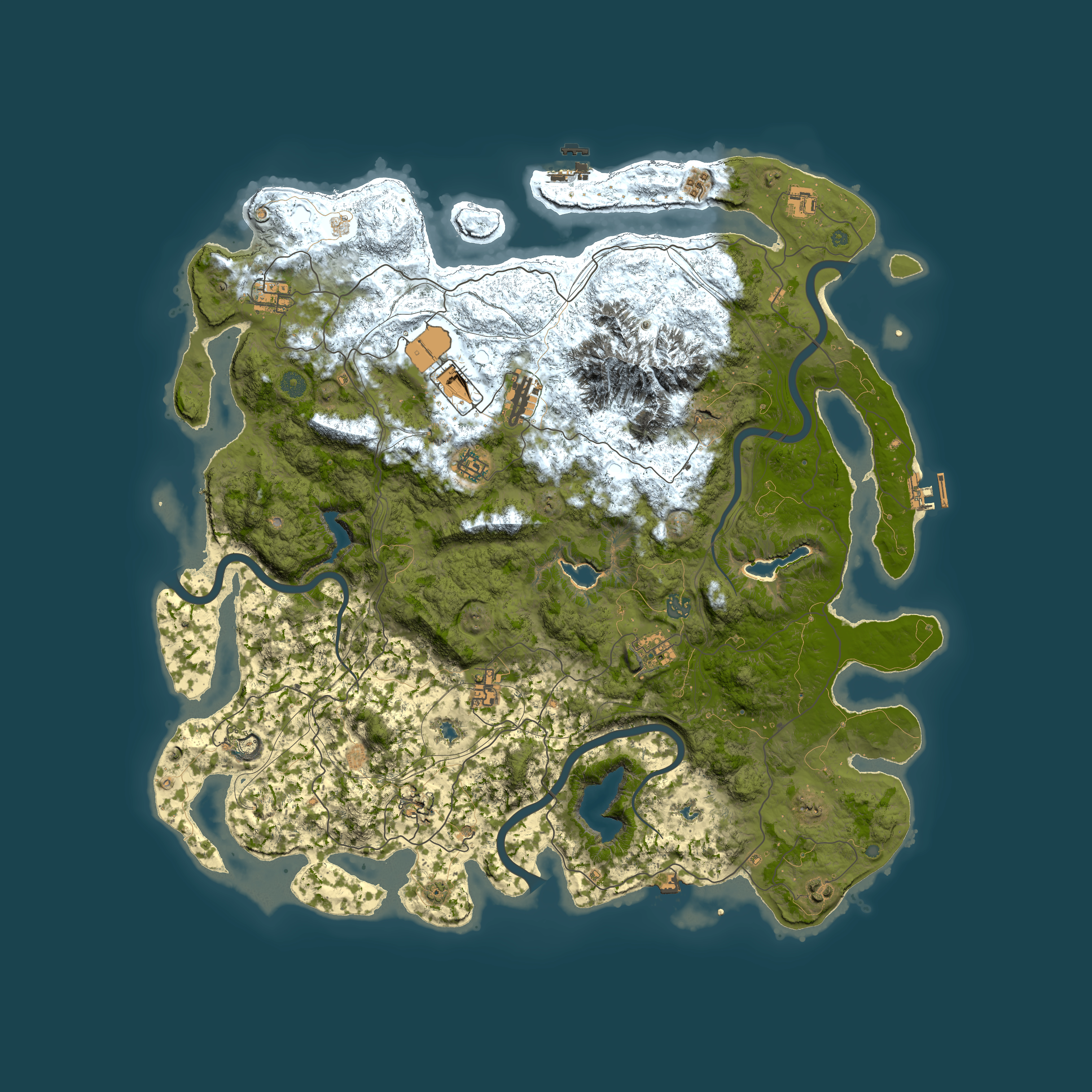 Full top-down render of Rust map seed 1466771683, 5000x5000m
