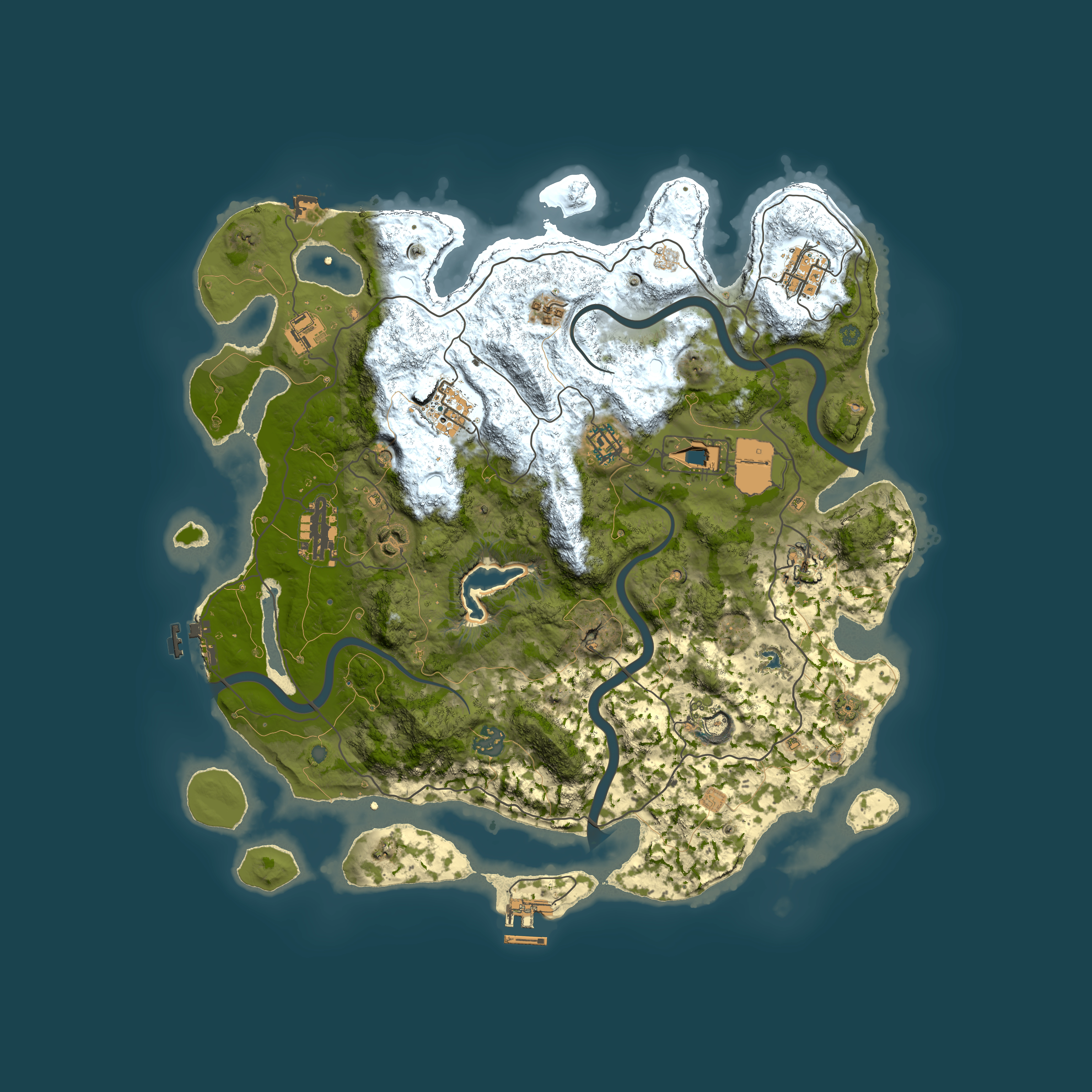 Full top-down render of Rust map seed 1231183445, 4000x4000m