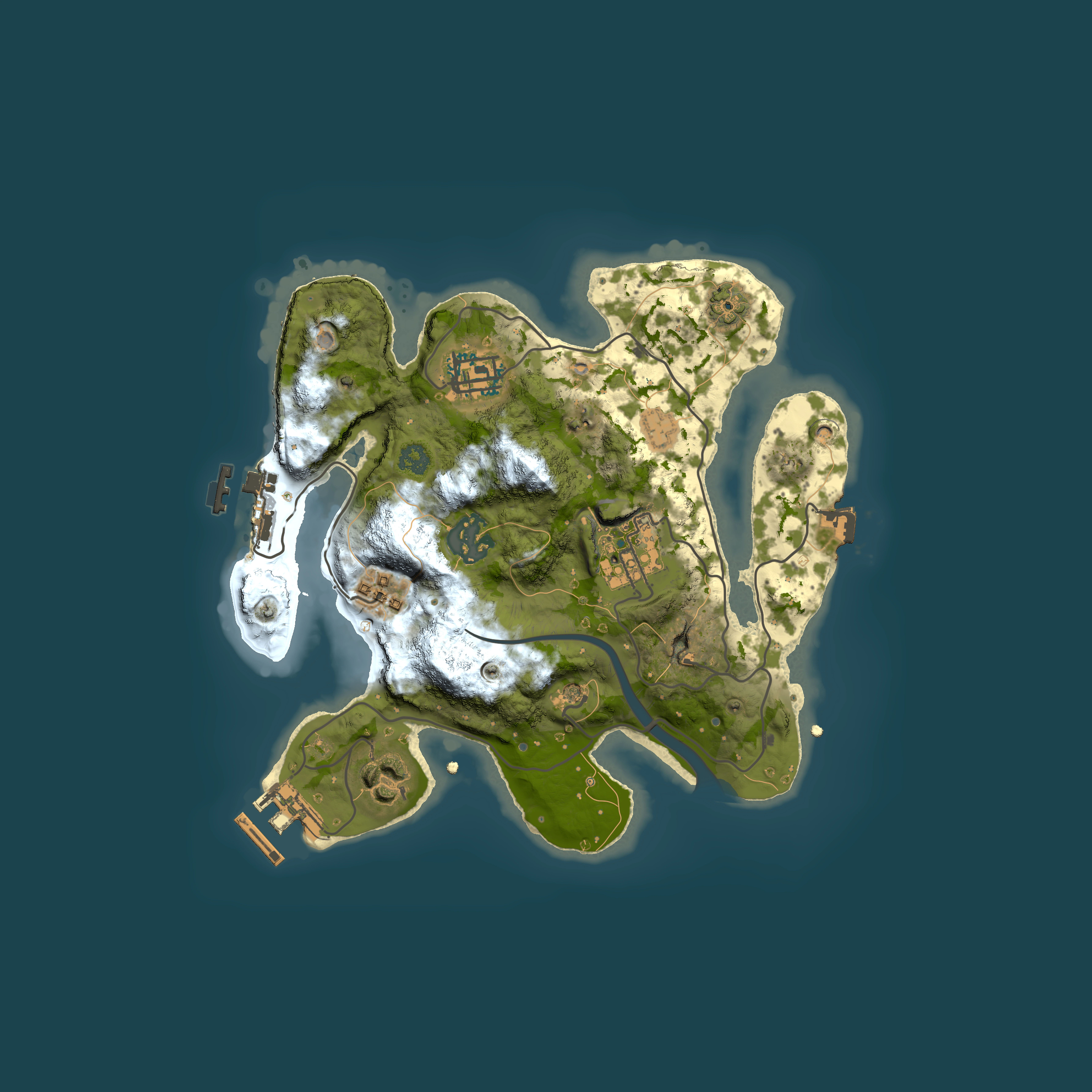 Full top-down render of Rust map seed 118045568, 2500x2500m