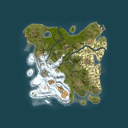 Rust map seed 266205674, 3500x3500m top-down preview