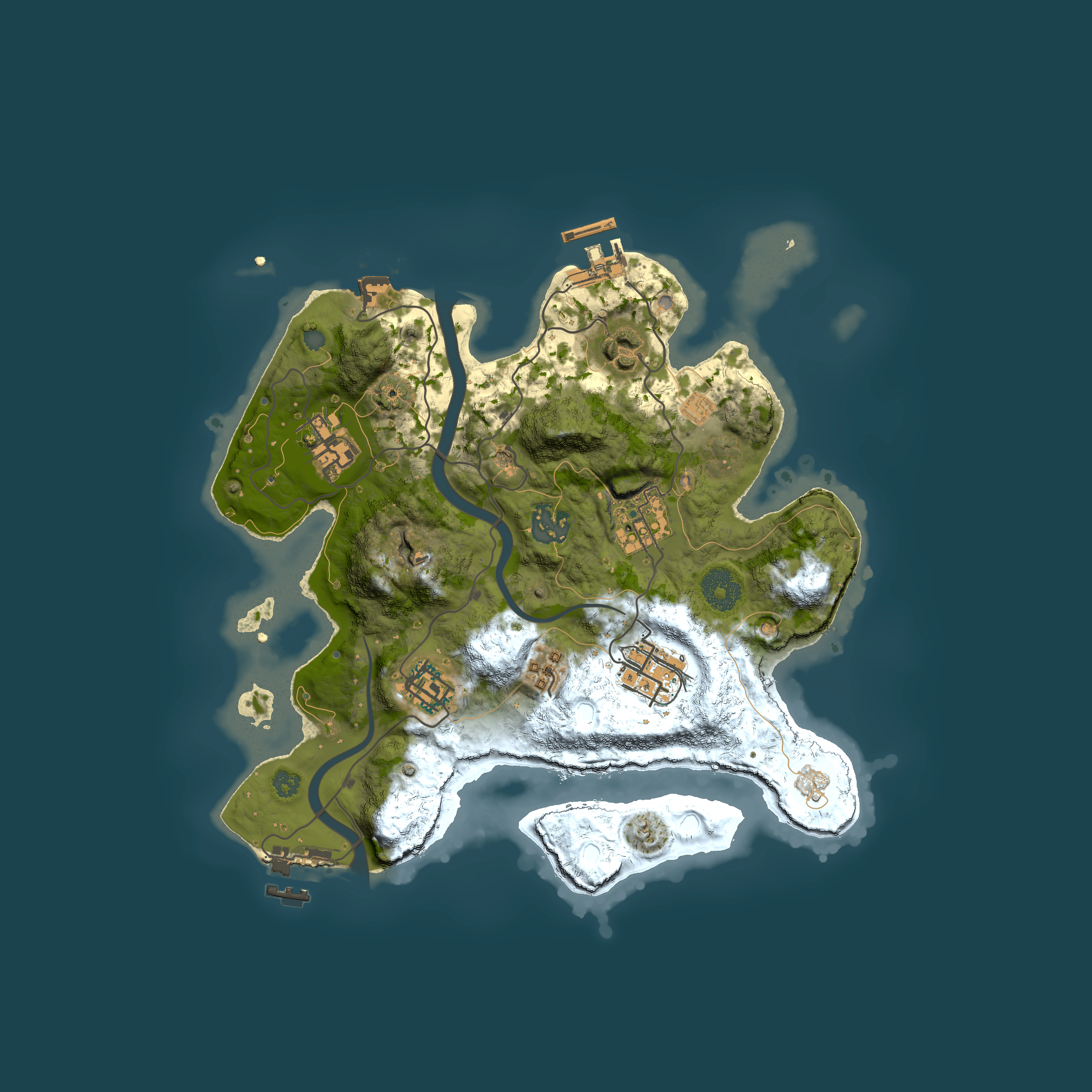 Full top-down render of Rust map seed 1731803047, 3000x3000m
