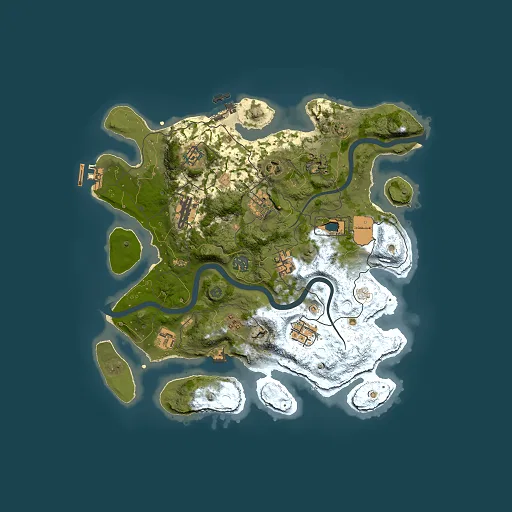 Rust map seed 1687464986, 3500x3500m top-down preview
