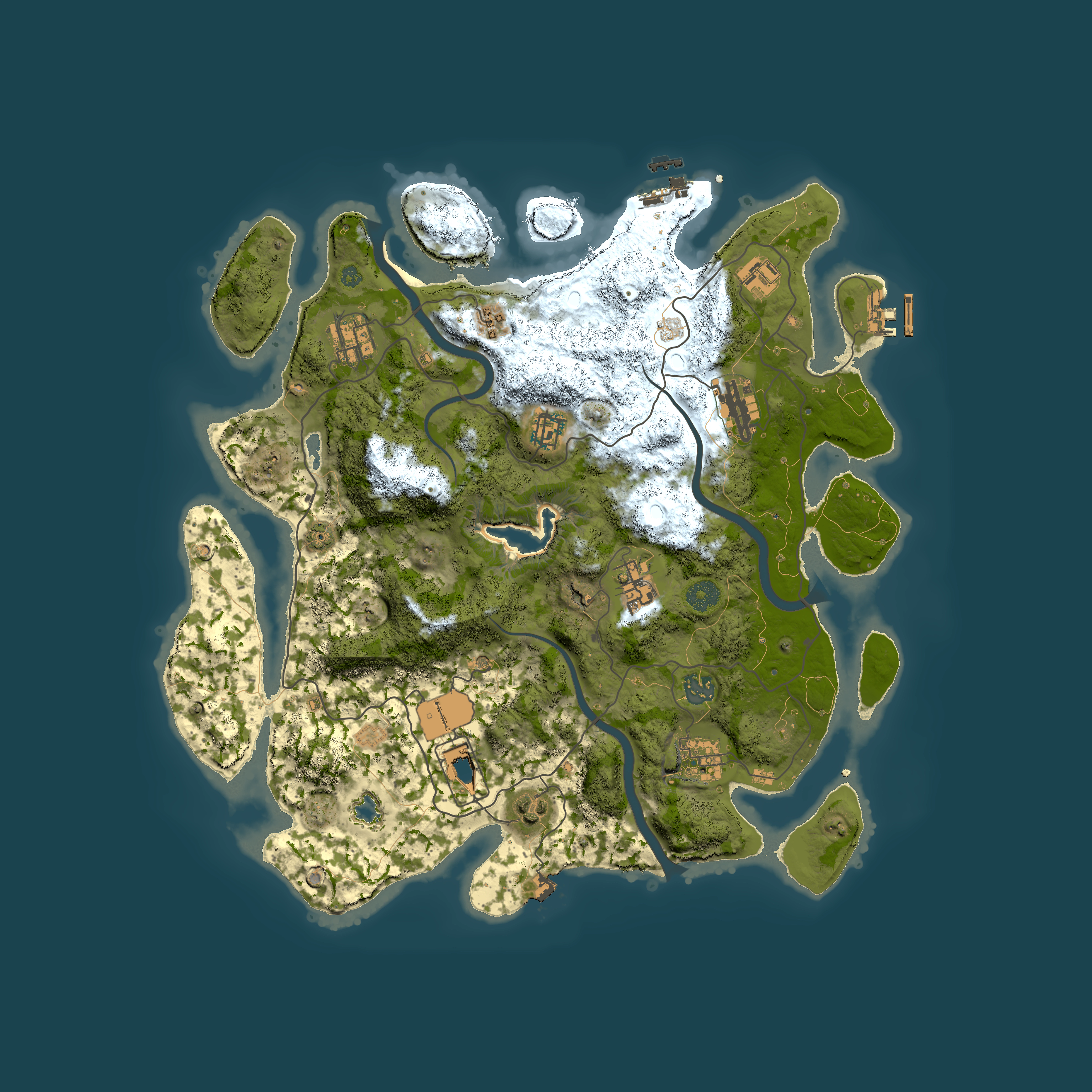 Full top-down render of Rust map seed 99215149, 4000x4000m