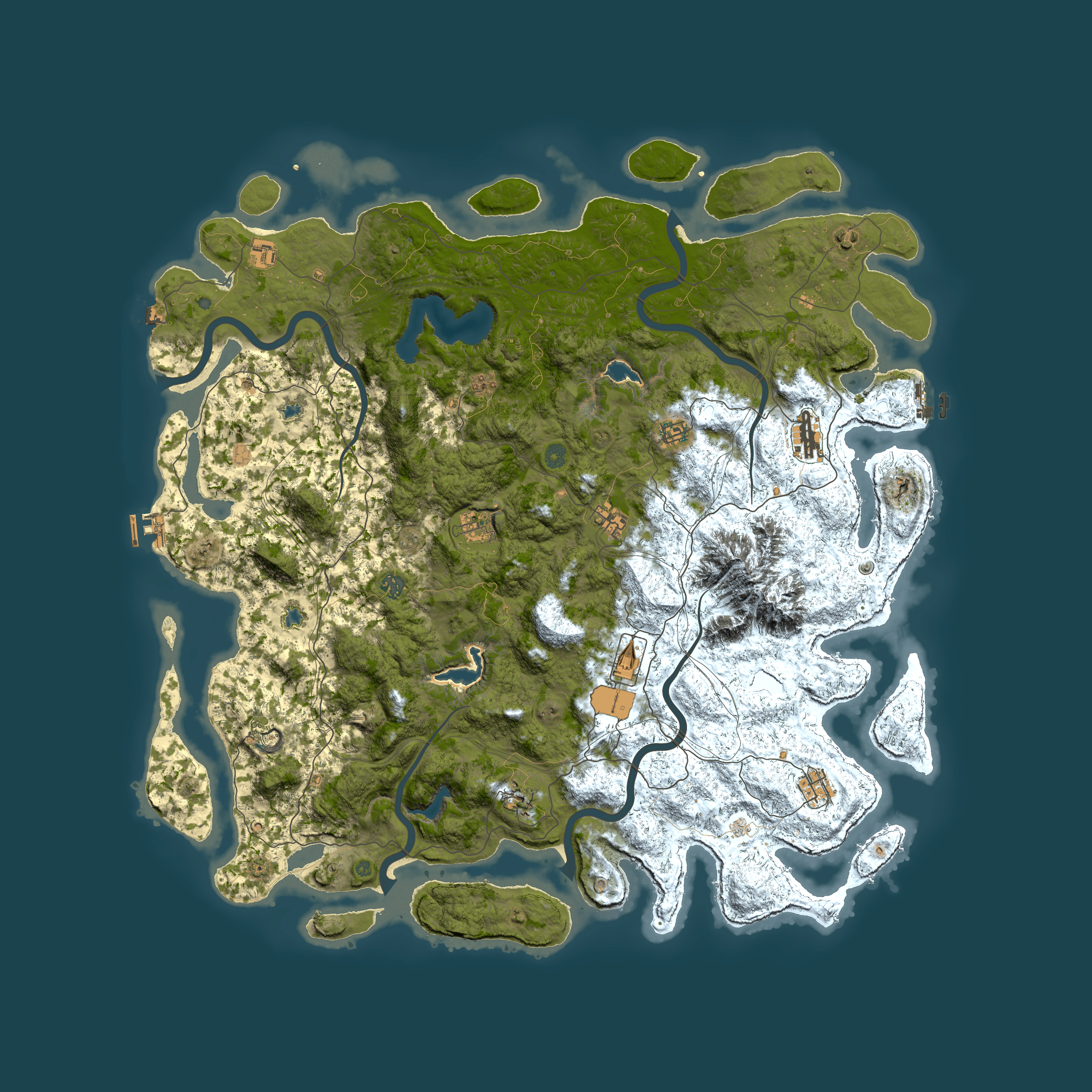 Full top-down render of Rust map seed 195007621, 5500x5500m