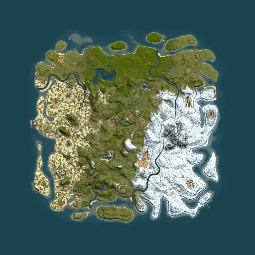 Rust map seed 195007621, 5500x5500m top-down preview