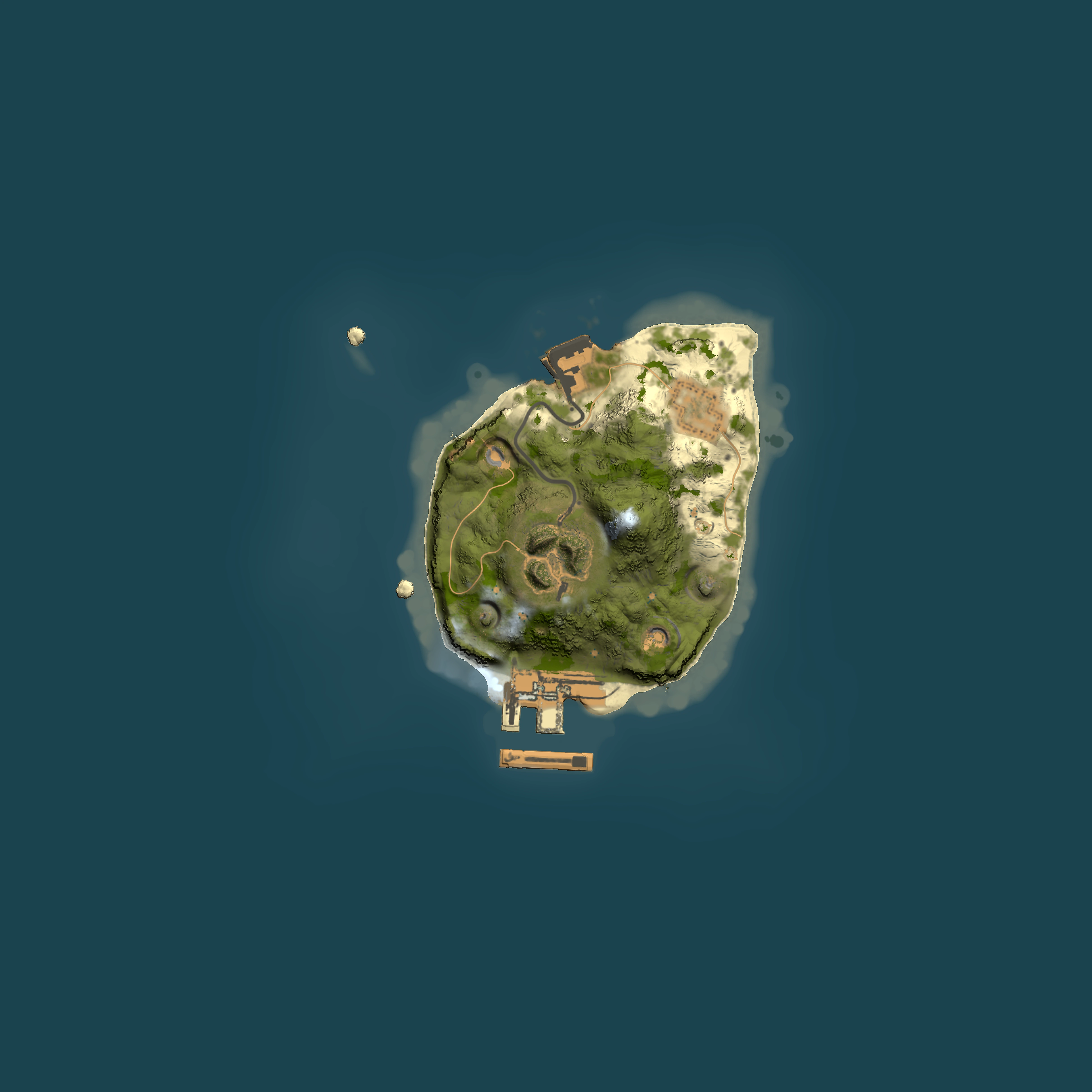 Full top-down render of Rust map seed 231451251, 1500x1500m