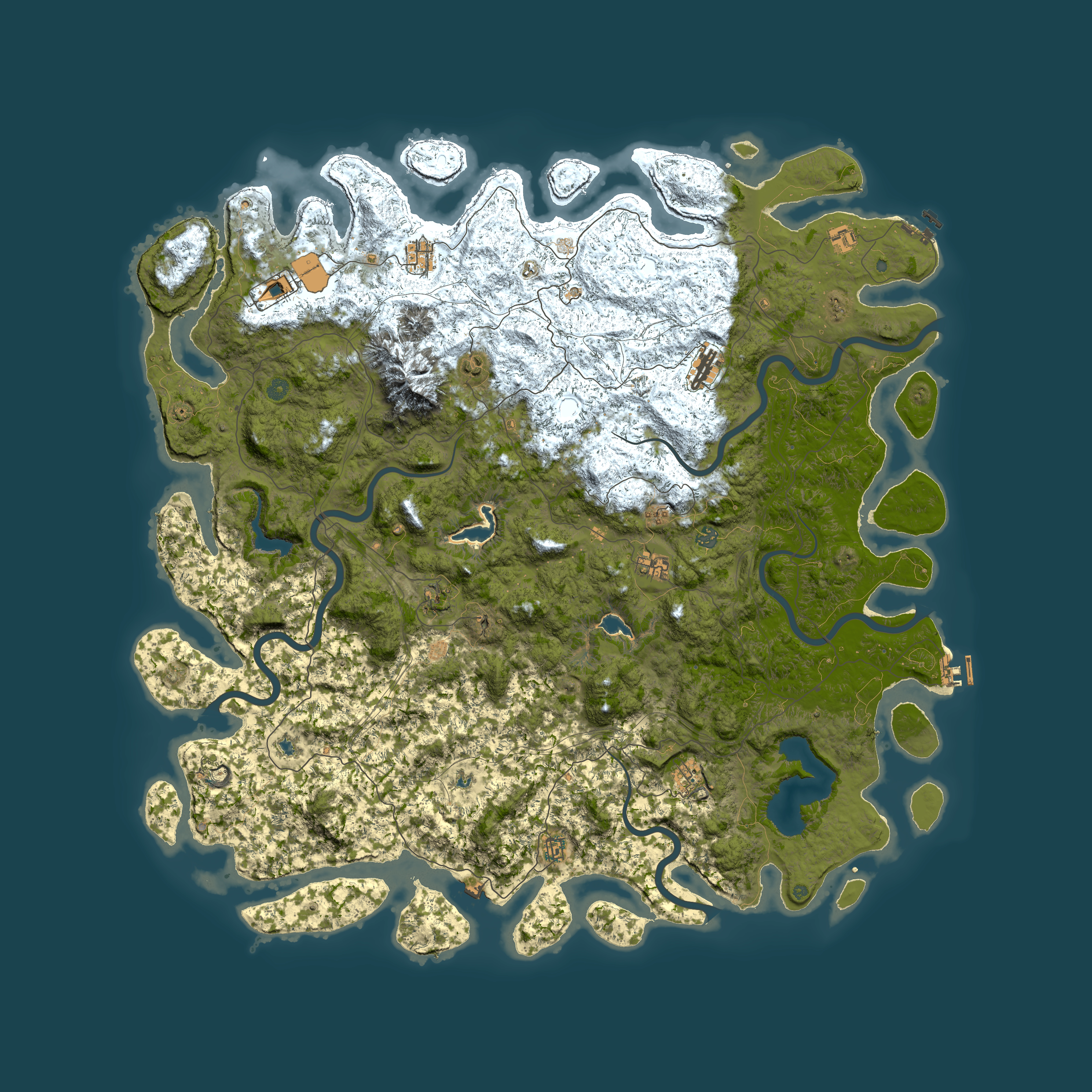 Full top-down render of Rust map seed 1284601110, 6000x6000m