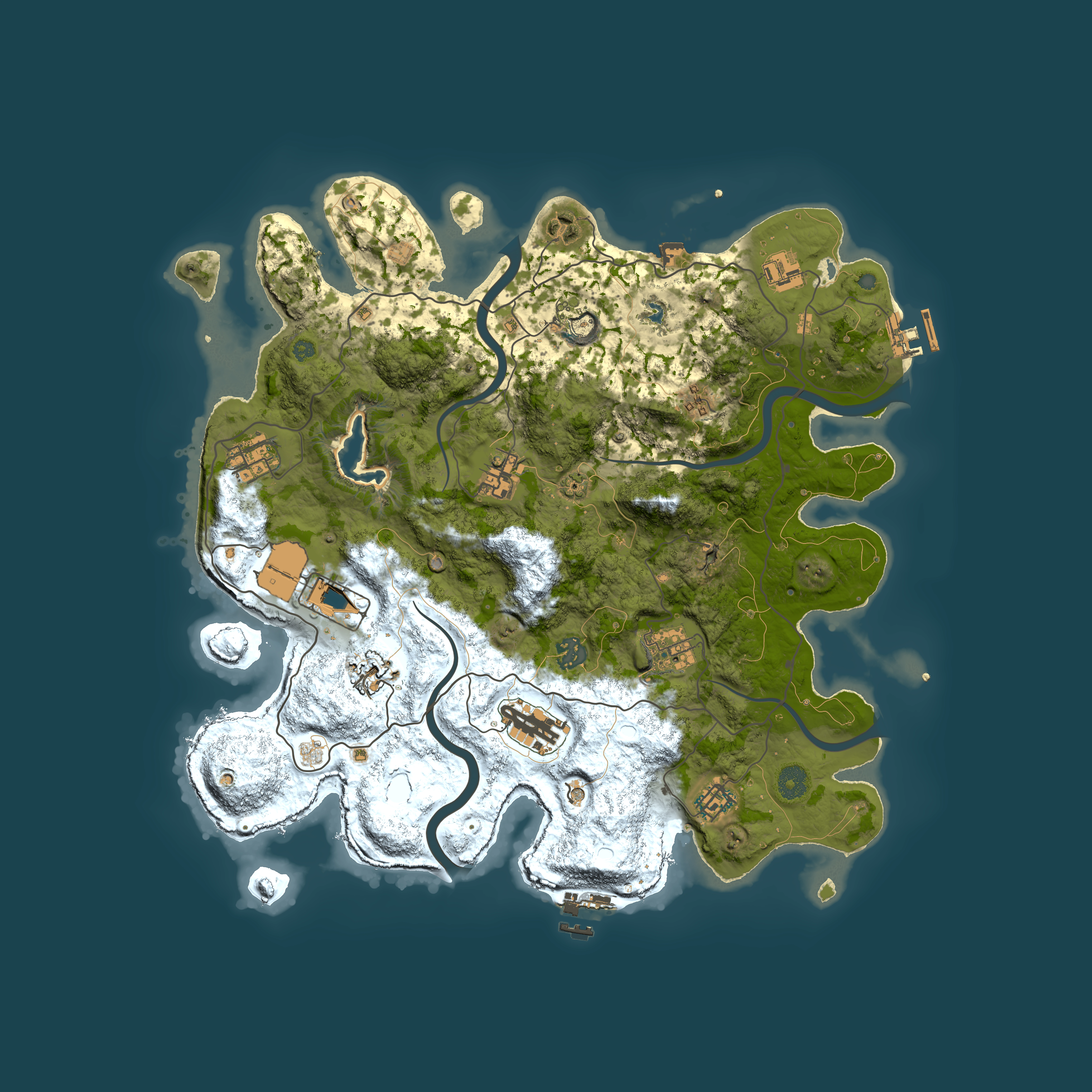Full top-down render of Rust map seed 413385653, 4000x4000m
