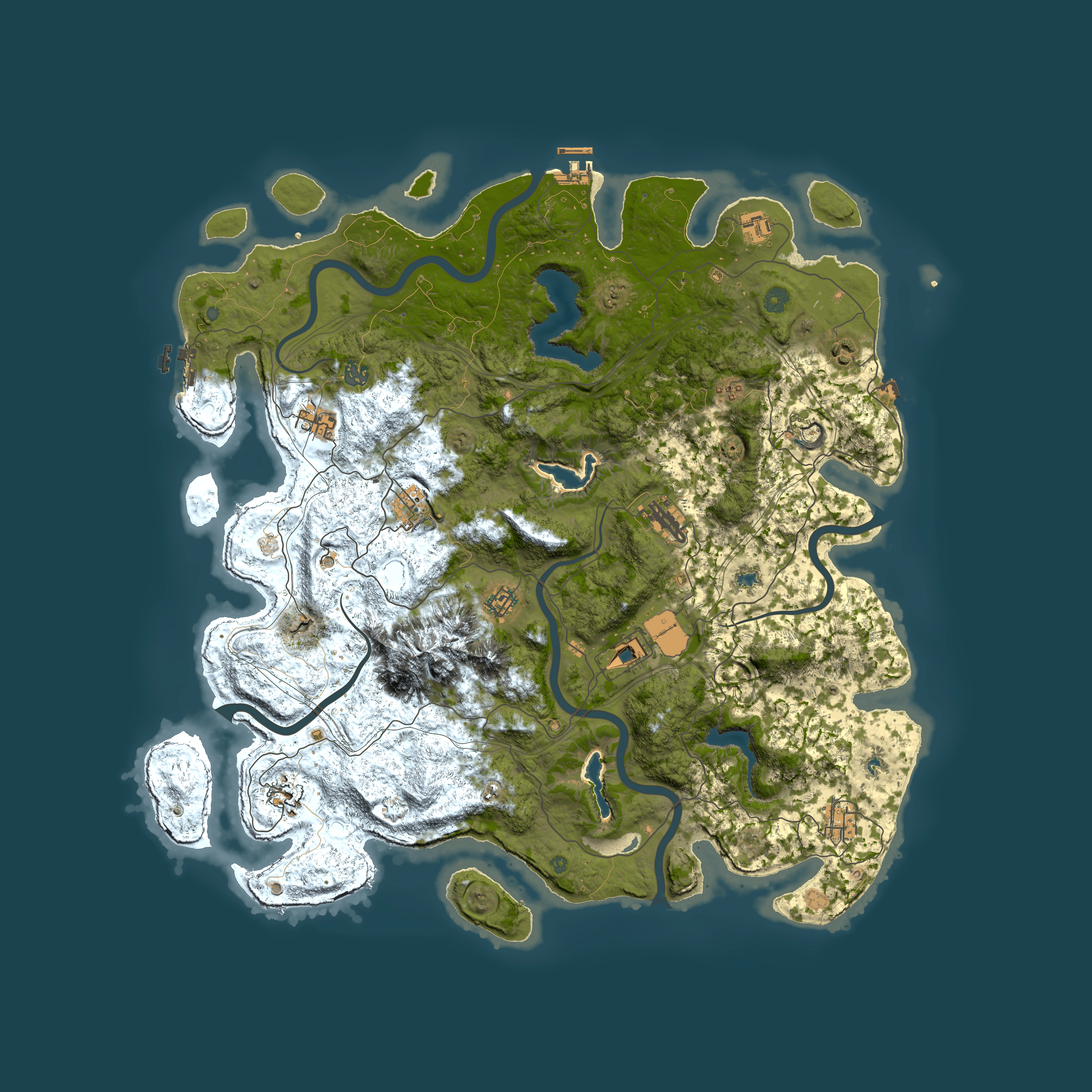 Full top-down render of Rust map seed 1851631423, 5000x5000m