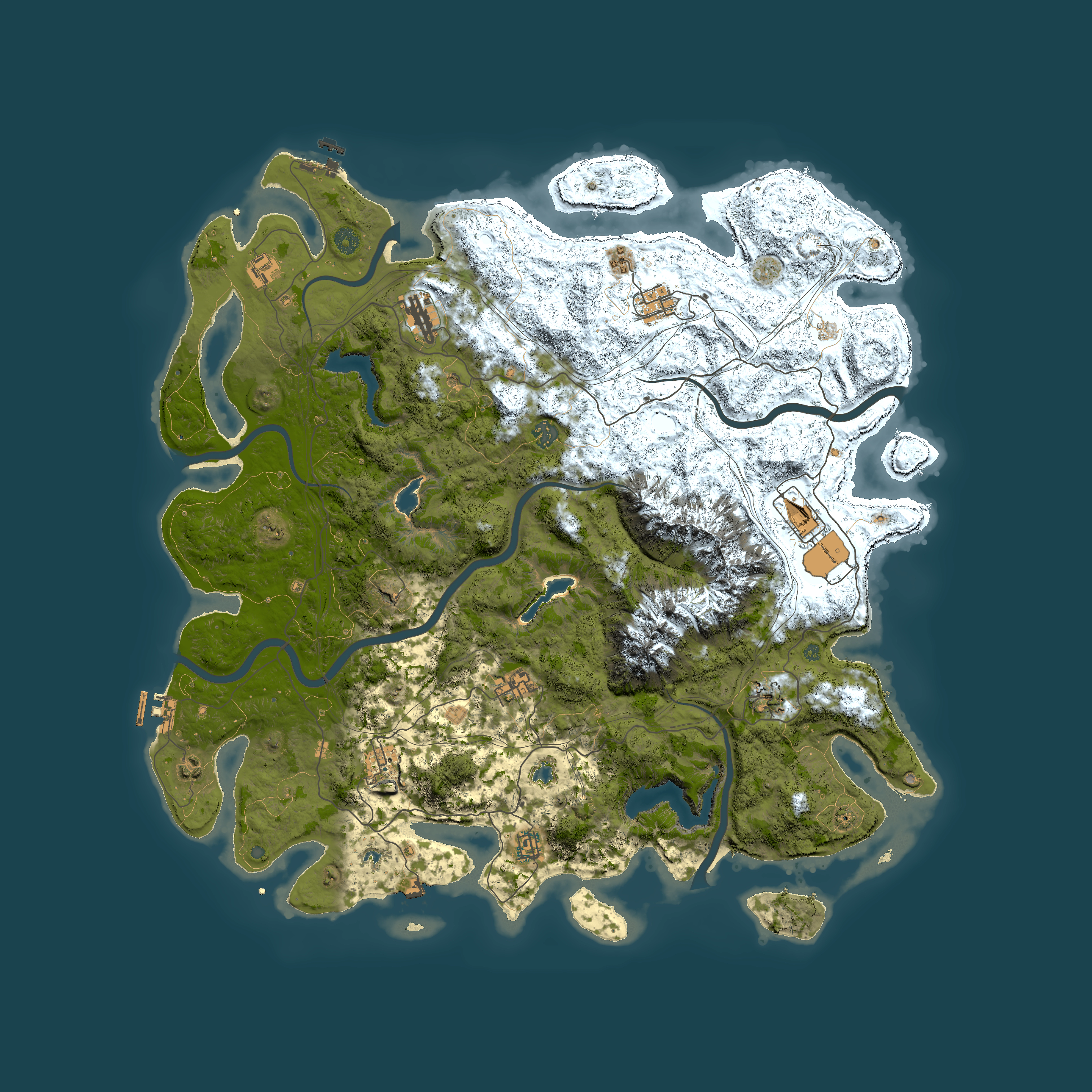 Full top-down render of Rust map seed 390662620, 5000x5000m