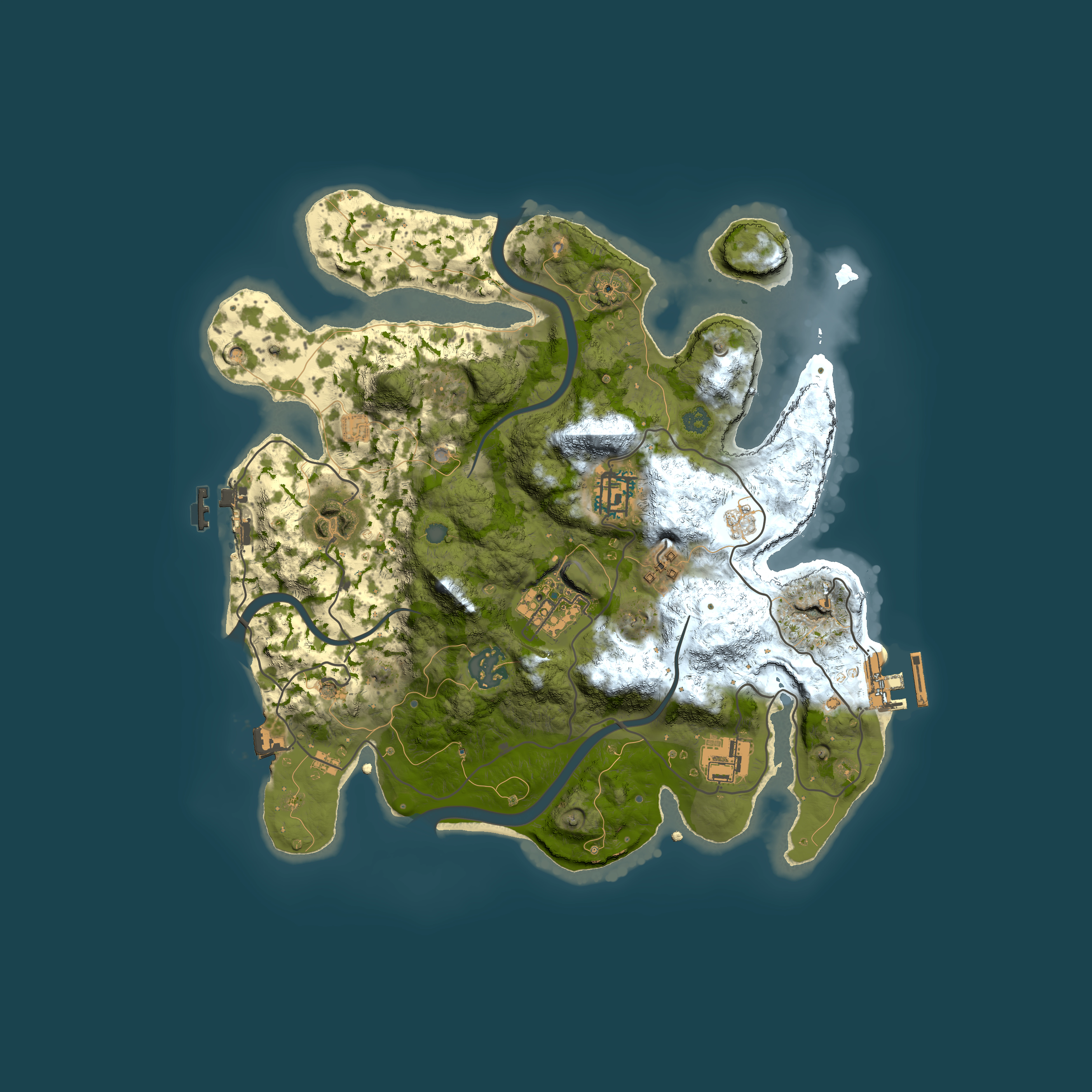 Full top-down render of Rust map seed 444479220, 3000x3000m