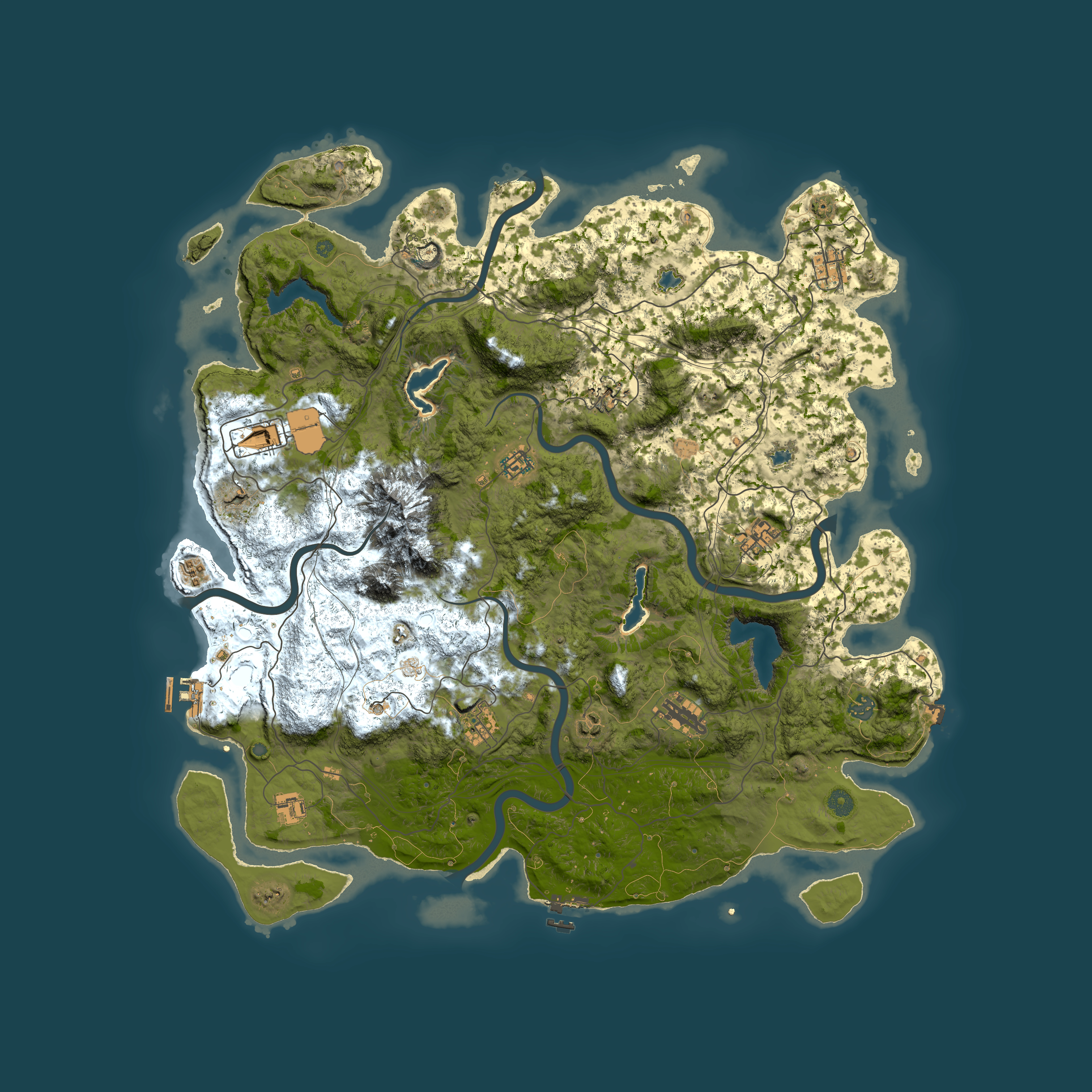 Full top-down render of Rust map seed 1099639900, 5000x5000m